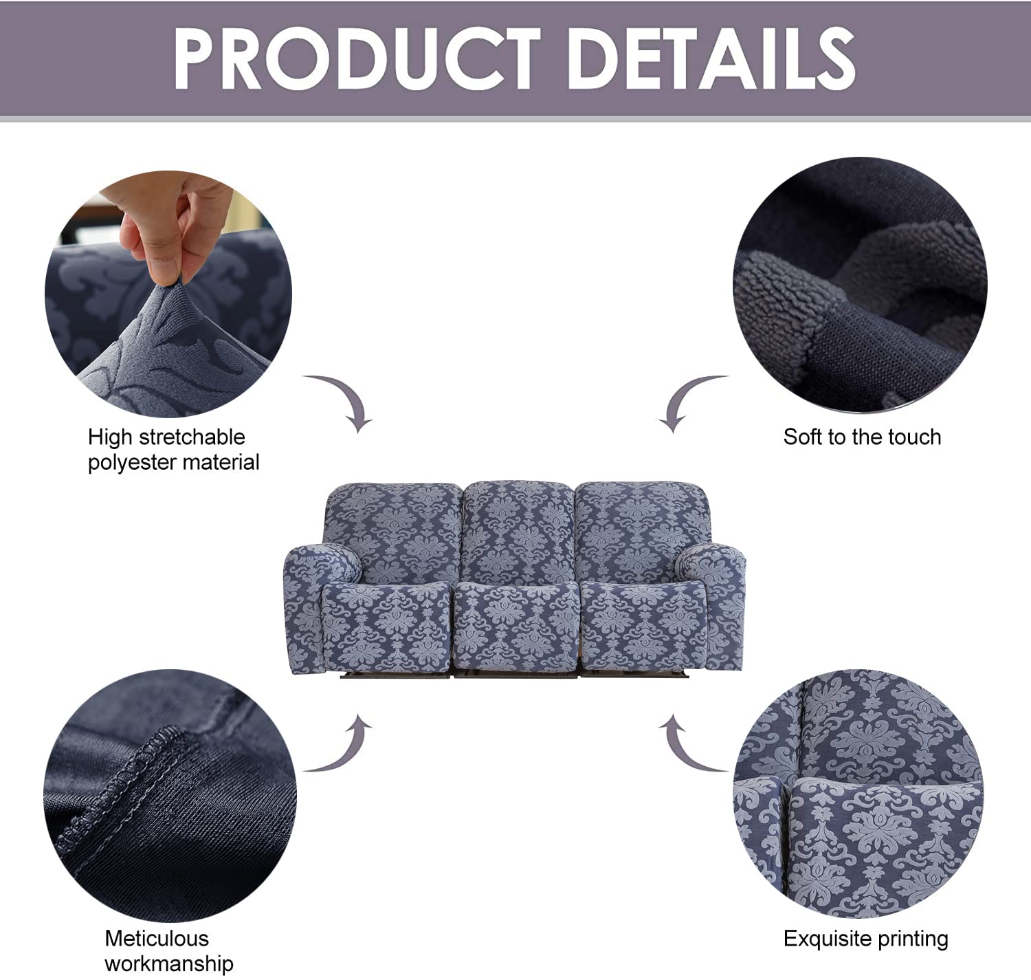 copridivano impermeabile copridivano a righe jacquard elastico poltrona divano a due posti 4 o 3 posti grigio tinta unita morbido resistente lavabile del 2026 a € 17.27