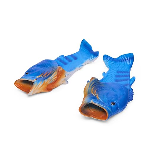 Coddies Fish Flip Flops - The Original Fish Slippers - Funny Gift, Unisex Sandals, Bass Slides, Pool, Beach & Fishing Shoes - Men & Women