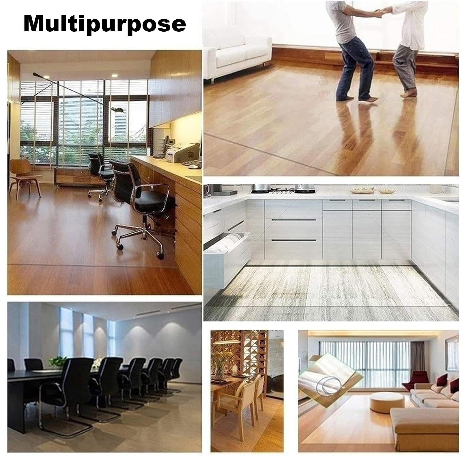Tappetino Trasparente, Tappetino per Sedia in PVC Trasparente - Protezione Antiscivolo per Pavimenti di casa e Ufficio, 137 x 260 cm, Tappeto Resistente, Copri scrivania Personalizzabile per