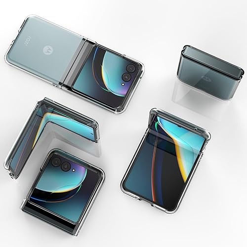 Miniatura 7 de Foluu Funda para Motorola Razr+ 2023, funda protectora de policarbonato duro transparente para Moto Razr+ 2023 (transparente)