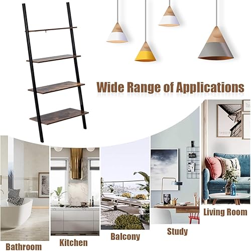 Miniatura 8 de Tangkula Estantería industrial de 4 niveles, inclinada contra la pared, para sala de estar, oficina, estantes de almacenamiento multiusos con marco