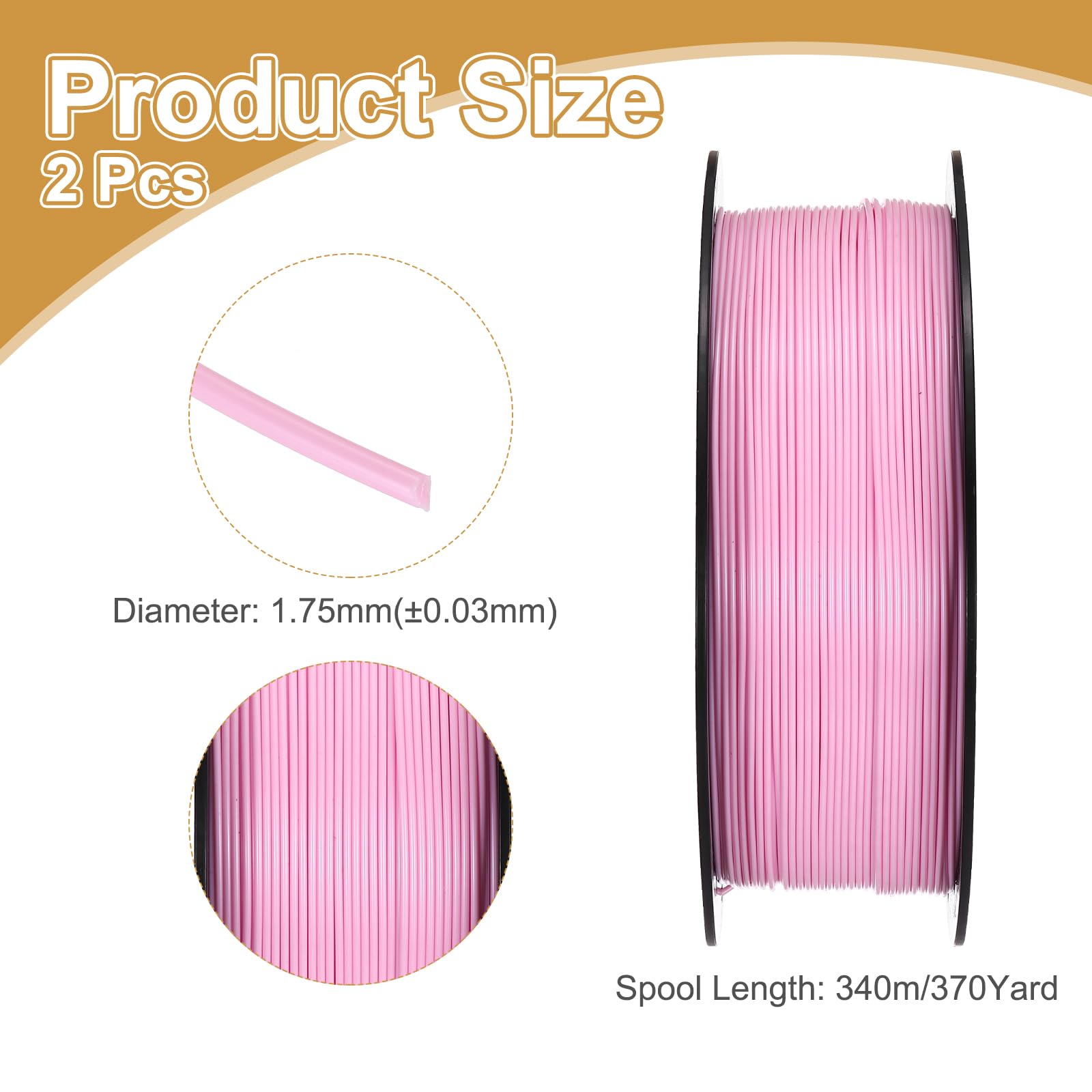 QUARKZMAN Filamento PETG Para Impresora 3D, 1.75mm 1KG Alta Precisión Antihumedad Superior Tenacidad Filamento Brillante Rosa Para Impresoras 2 Pcs