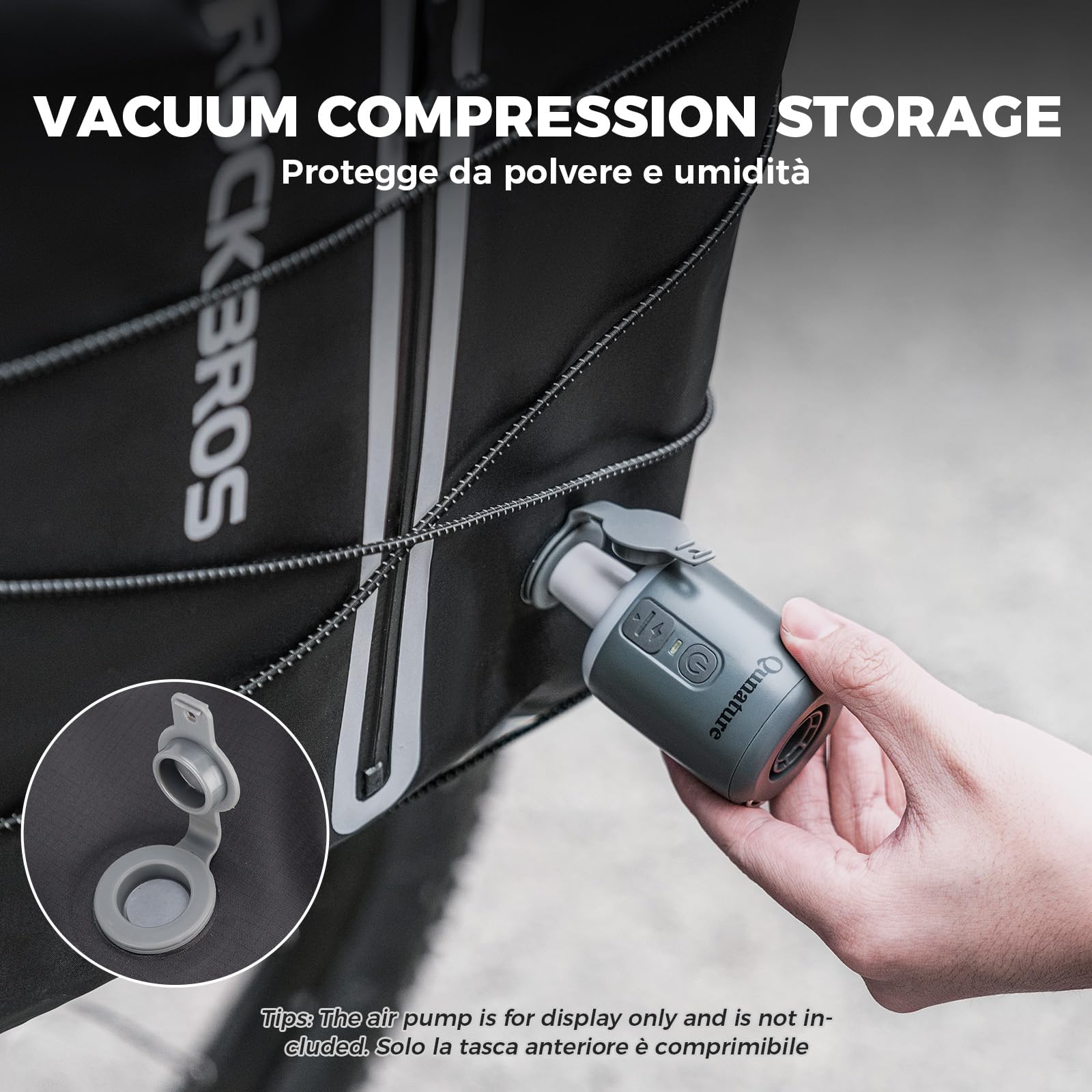 ROCKBROS 100% wasserdichte Gepäckträgertasche Fahrrad mit Vakuumfach | Kompressionsfach, Vornetasche, Elastisches Kordelsystem, Schnellbefestigung, für MTB Rennrad Gravelbike, 23 L, Weiß