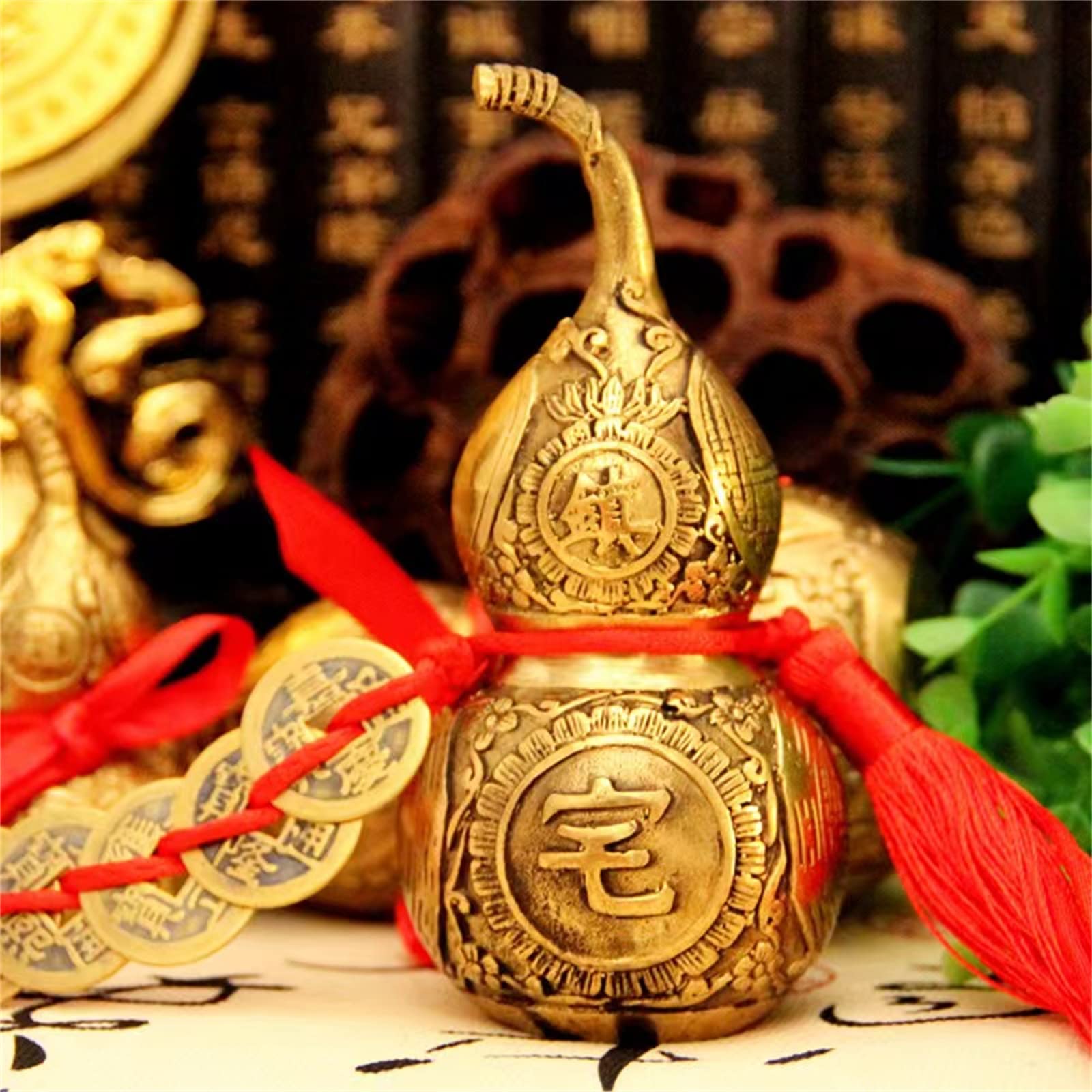 Feng Shui Wu Lou Mit 5 Münzen Aus Messing – Glücksornament Für Zuhause & Büro (10 Cm)