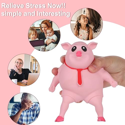 Miniatura 7 de Juguete de cerdo rosa para el estrés, lindo cerdo para apretar, juguete suave para apretar, cerdo para aliviar el estrés, para niños y adultos