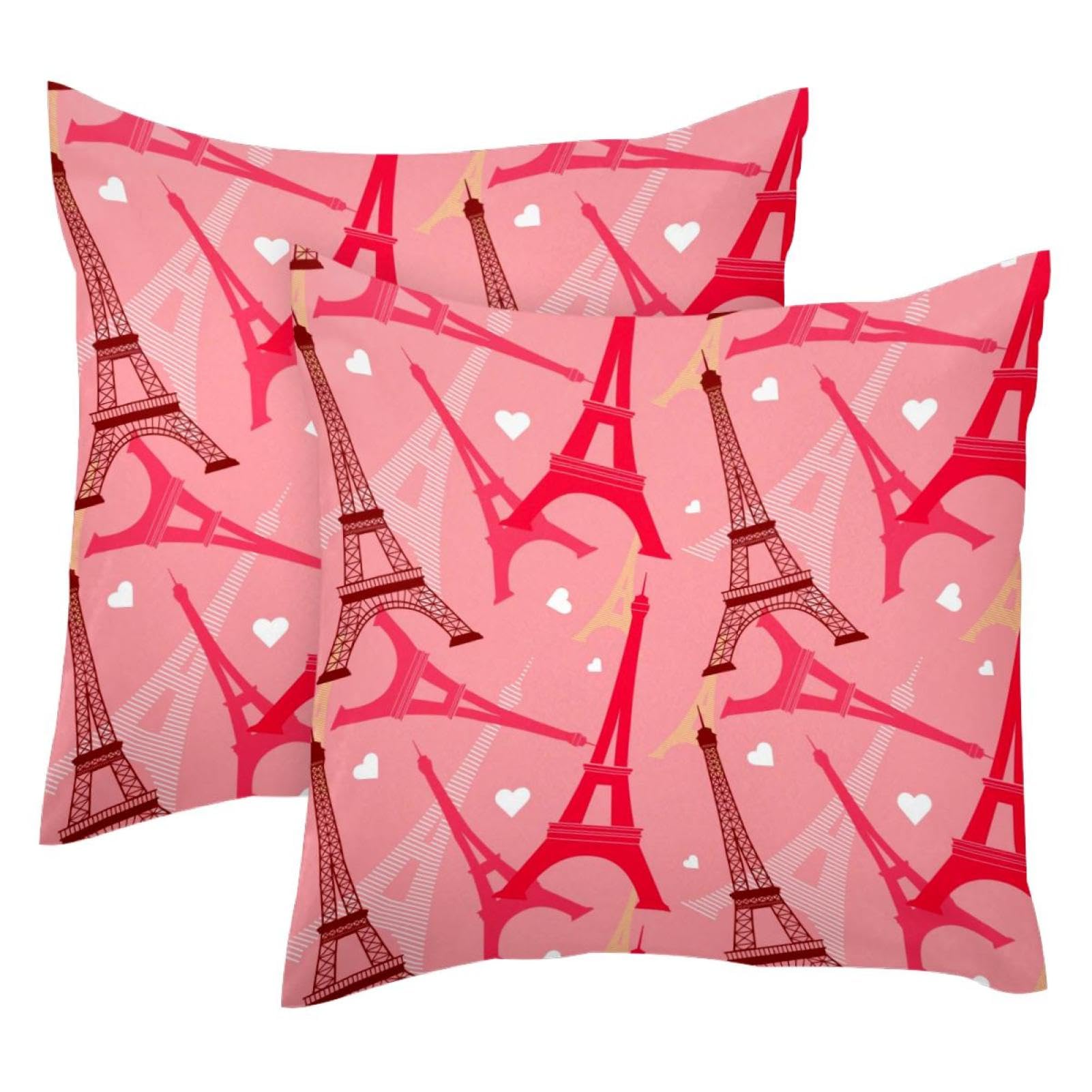 Housse de coussin velours Tour Eiffel idéale pour cocooning au salon lot de 2