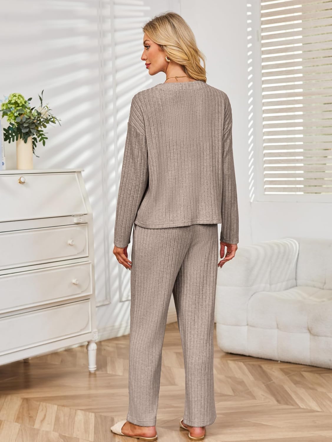 Kikibell Womens Pajamas Sets Button Down Lounge Set 2 Piece Sleepwear Loungewear Long Sleeve Pjs with Pocket Fall Outfits - Image 9