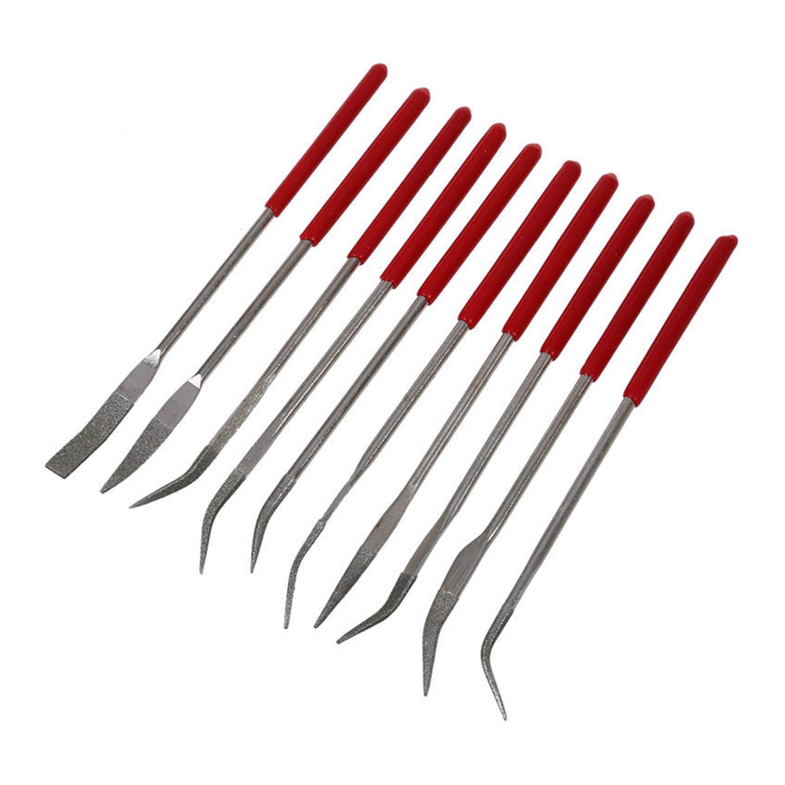 10 pz 160x4mm Lapidario Curvo Curvo di Diamante File ago Maniglia Rossa