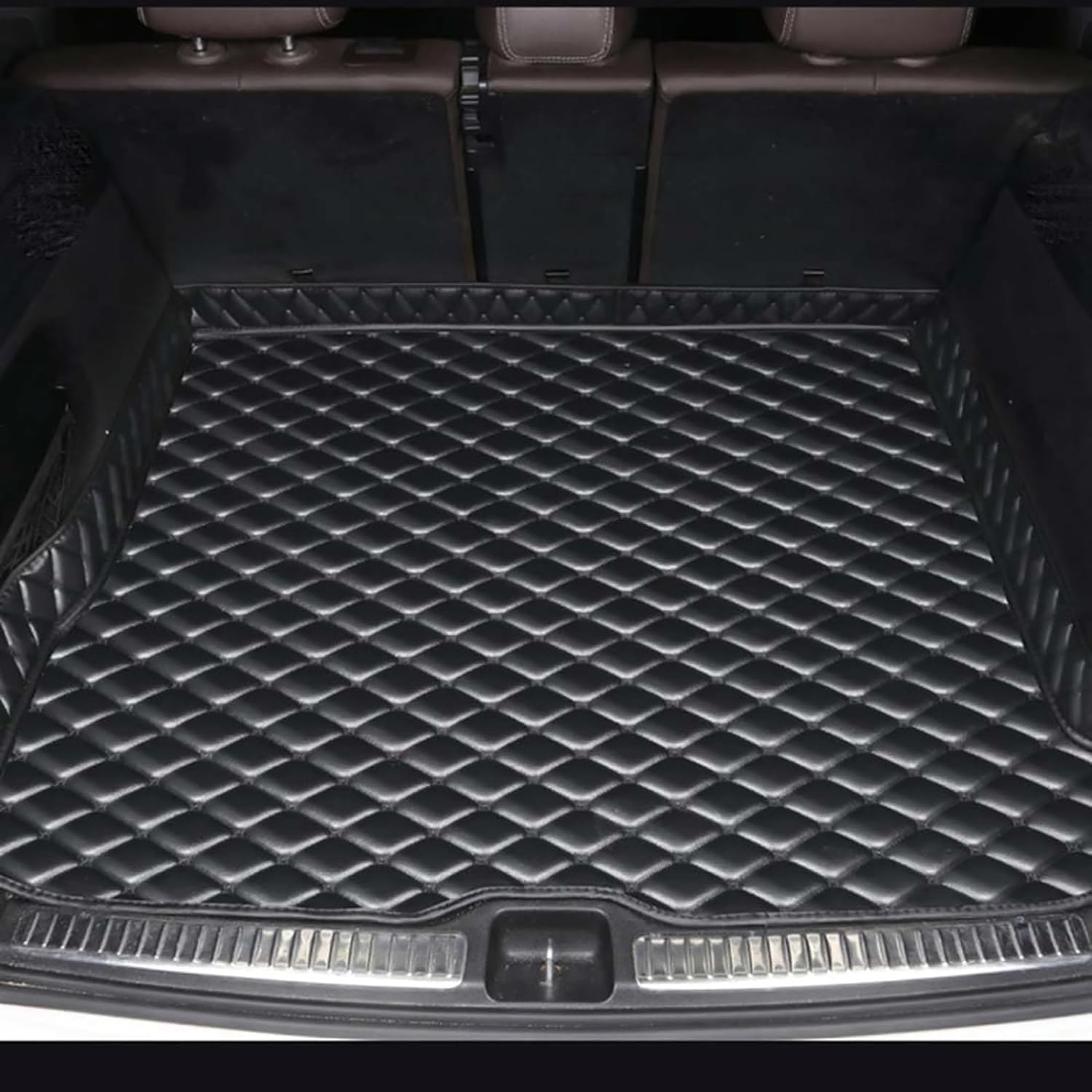 Leather Car Trunk Boot Mats for Ford Edge 2015-2020 (7 seats).Custom Fitted Accessory Waterproof Anti-Scratch Non Slip Auto Trunk Protector Pad,A-black