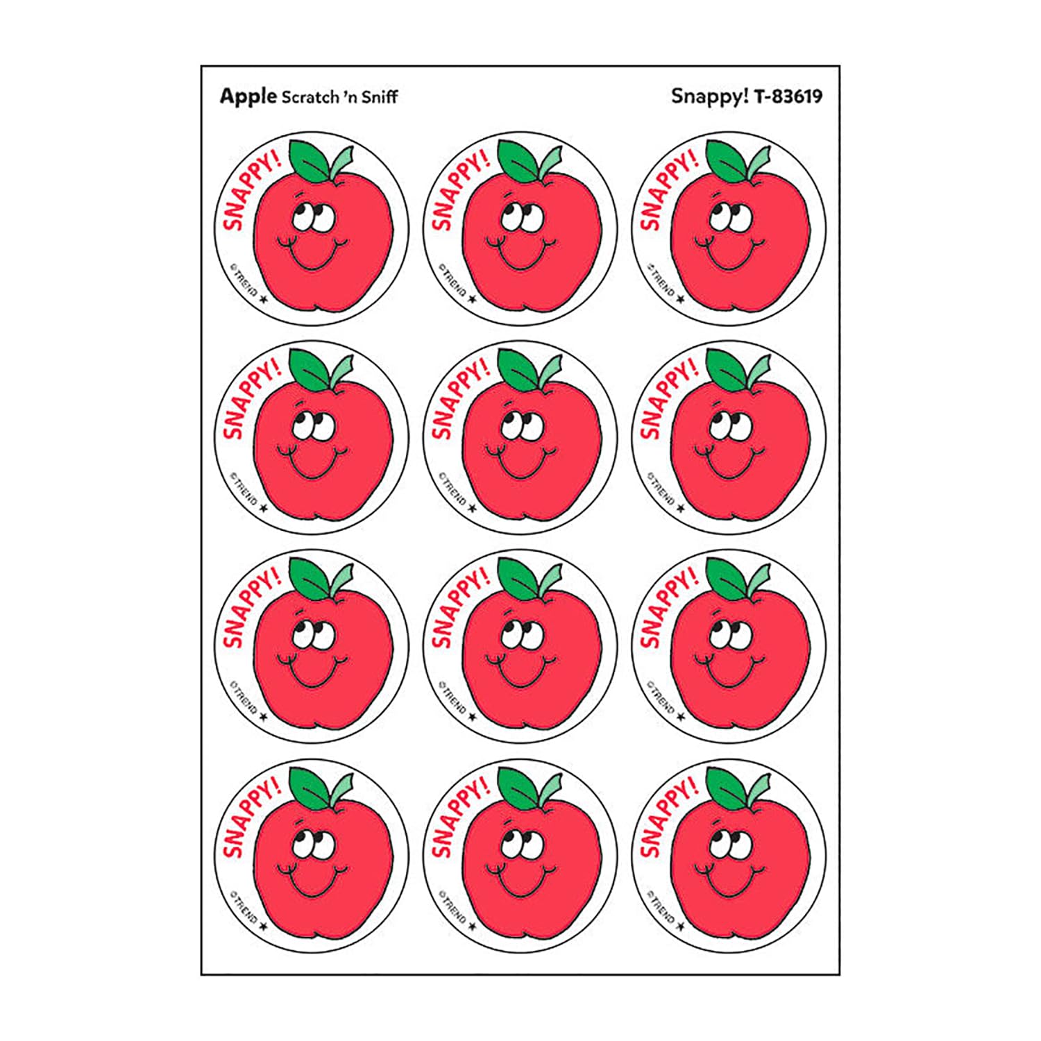 Snappy!/Apple Scent Retro Stinky Stickers by TREND; 24 Seals/Pack - Authentic 1980s Designs!