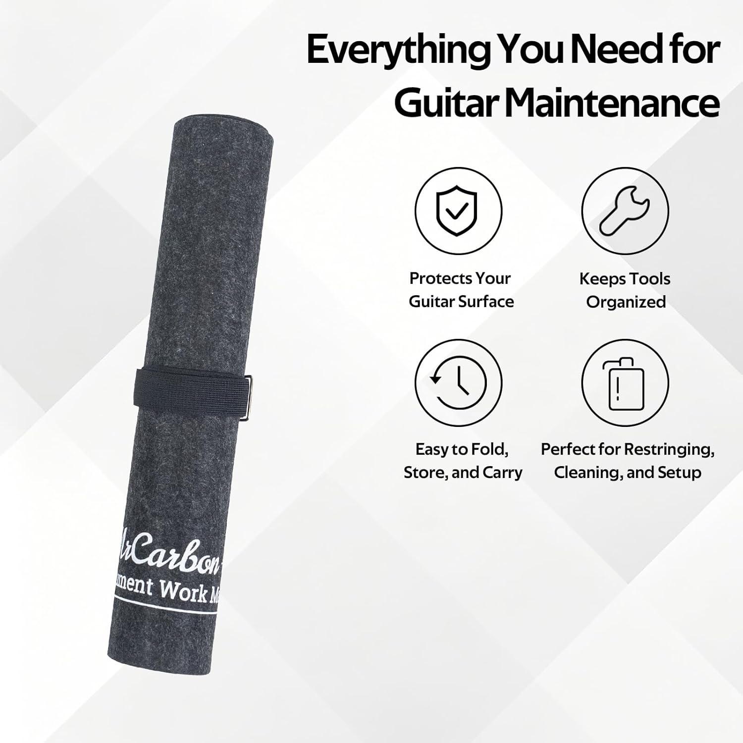 Guitar Repair Mat Kit with Neck Rest, Felt Work Mat, String Winder, Fret Polishing Tools, Cleaning Accessories and Storage Bags – Complete Maintenance Set for Acoustic & Electric Guitars