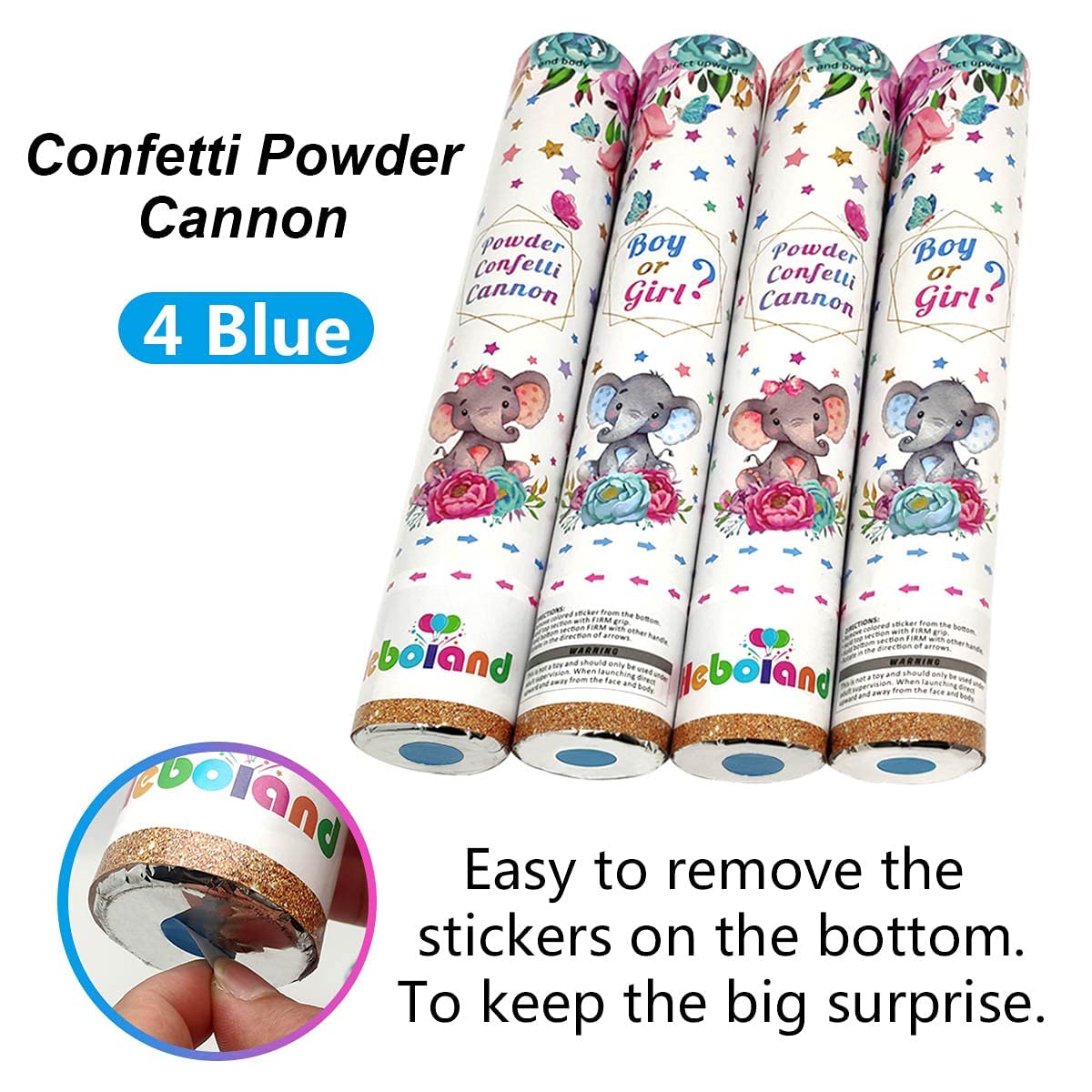 Buy Lopeastar Gender Reveal Confetti Powder Cannon, 4 Blue Baby Reveal
