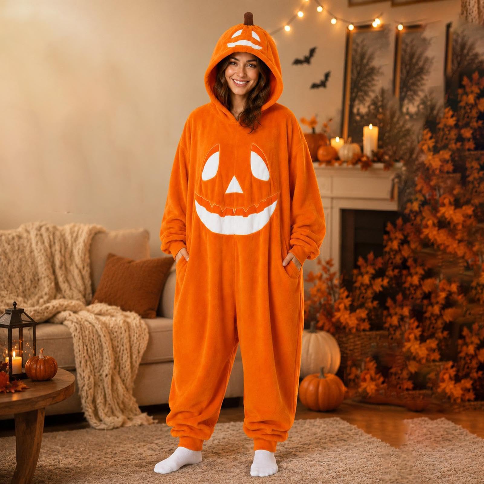 Halloweenowa pluszowa pluszowa piżama cosplay z kapturem