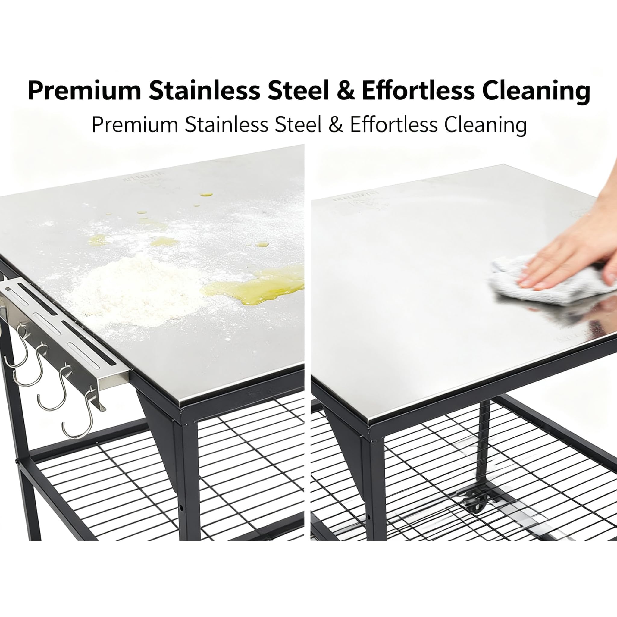 Amazon.com: HWGckct Three-Shelf Movable Stainless Steel & Steel