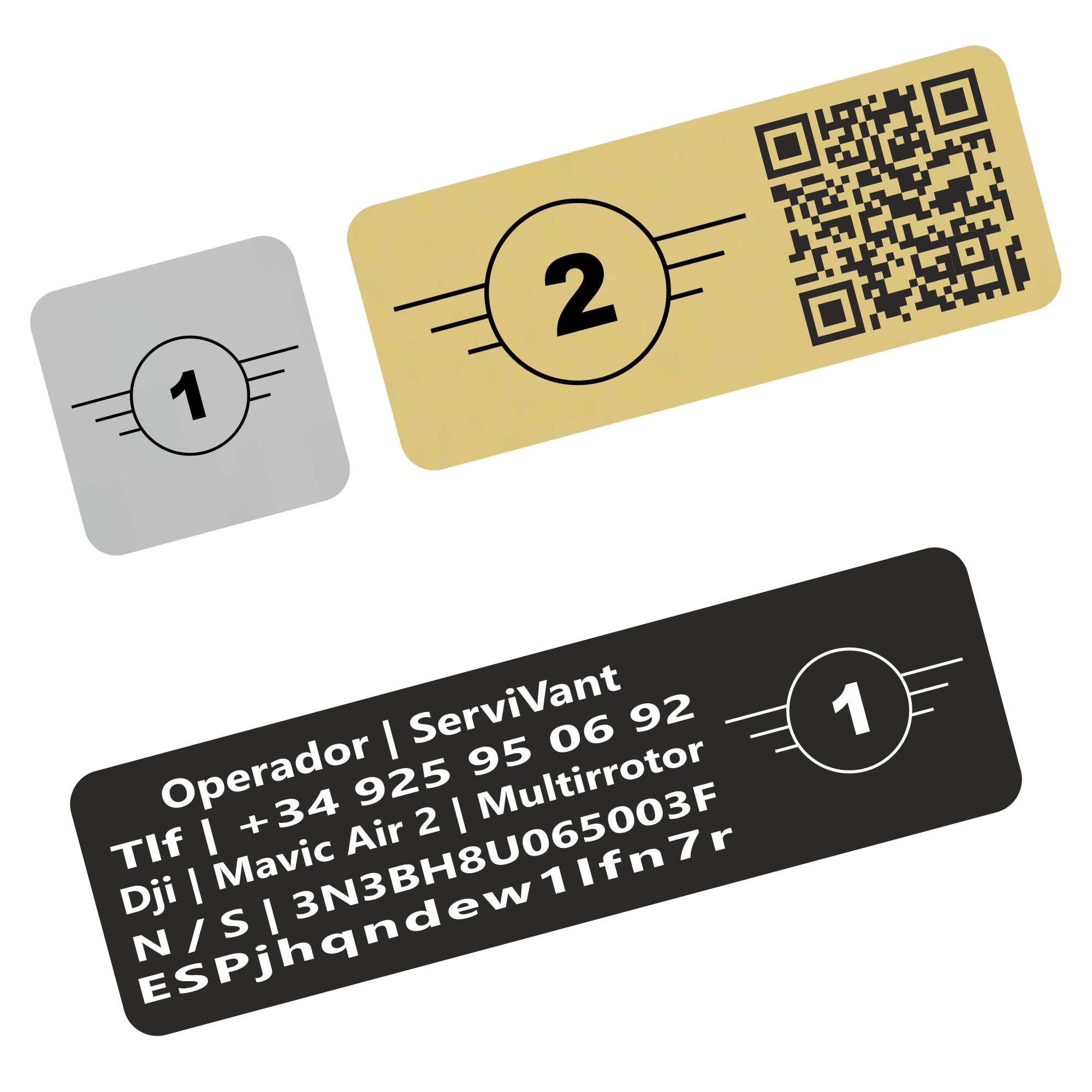 SERVIVANT ● Pack 1 Uds. ● Placa Identificativa para Drones ● Placas para Dron CUMPLEN requisitos normativa EASA ● Tamaño Personalizados para Todos los Modelos de drone (Marcado de Clase EASA) - 2