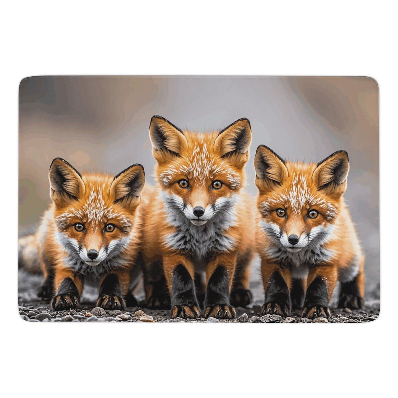 Tapis de bain velours corail doux motif renards pour une salle de bain chaleureuse