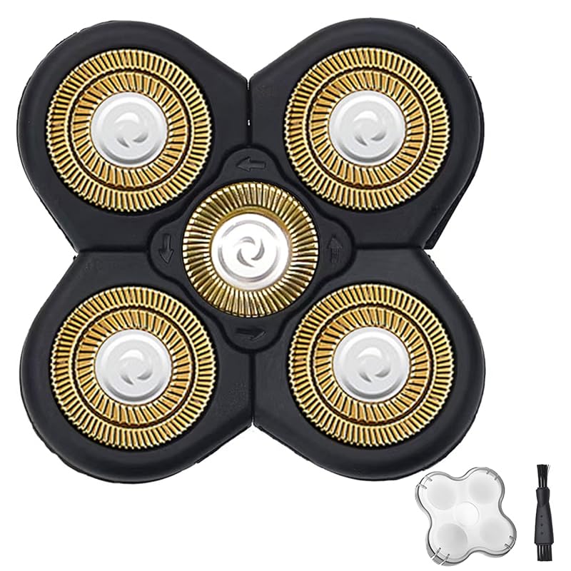 Cabeça de reposição Auruveby 5D para barbeador elétrico rotativo, dourada, com capa