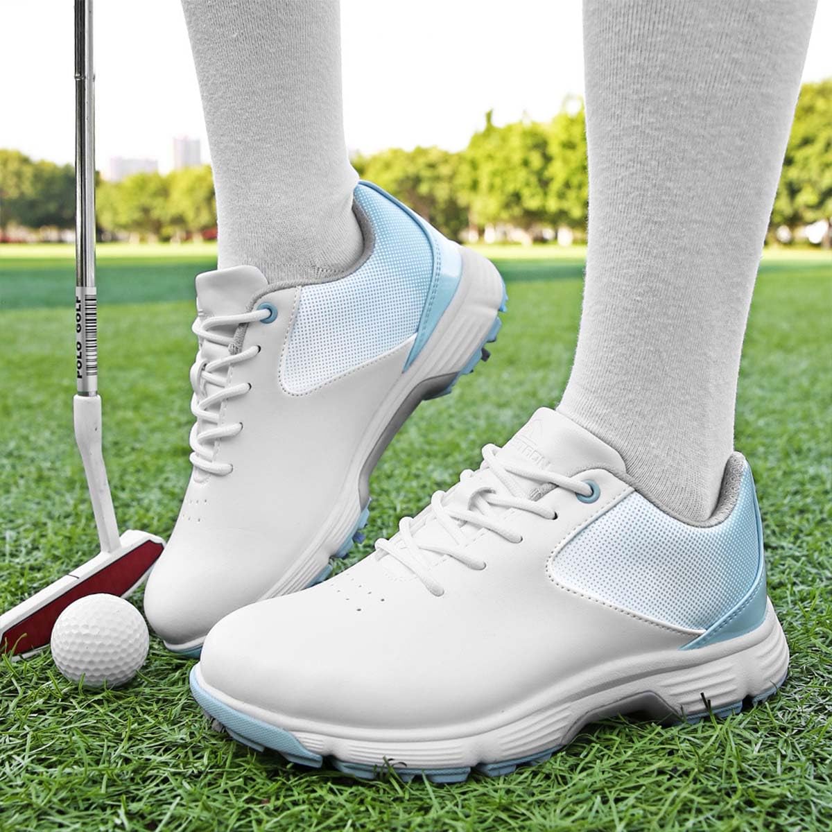 Zapatos De Golf para Mujer con Clavos Zapatillas De Golf | Cuero, Profesionales, Casual, Ligeros, Antideslizantes, Impermeables, cómodos, Moda, Exteriores