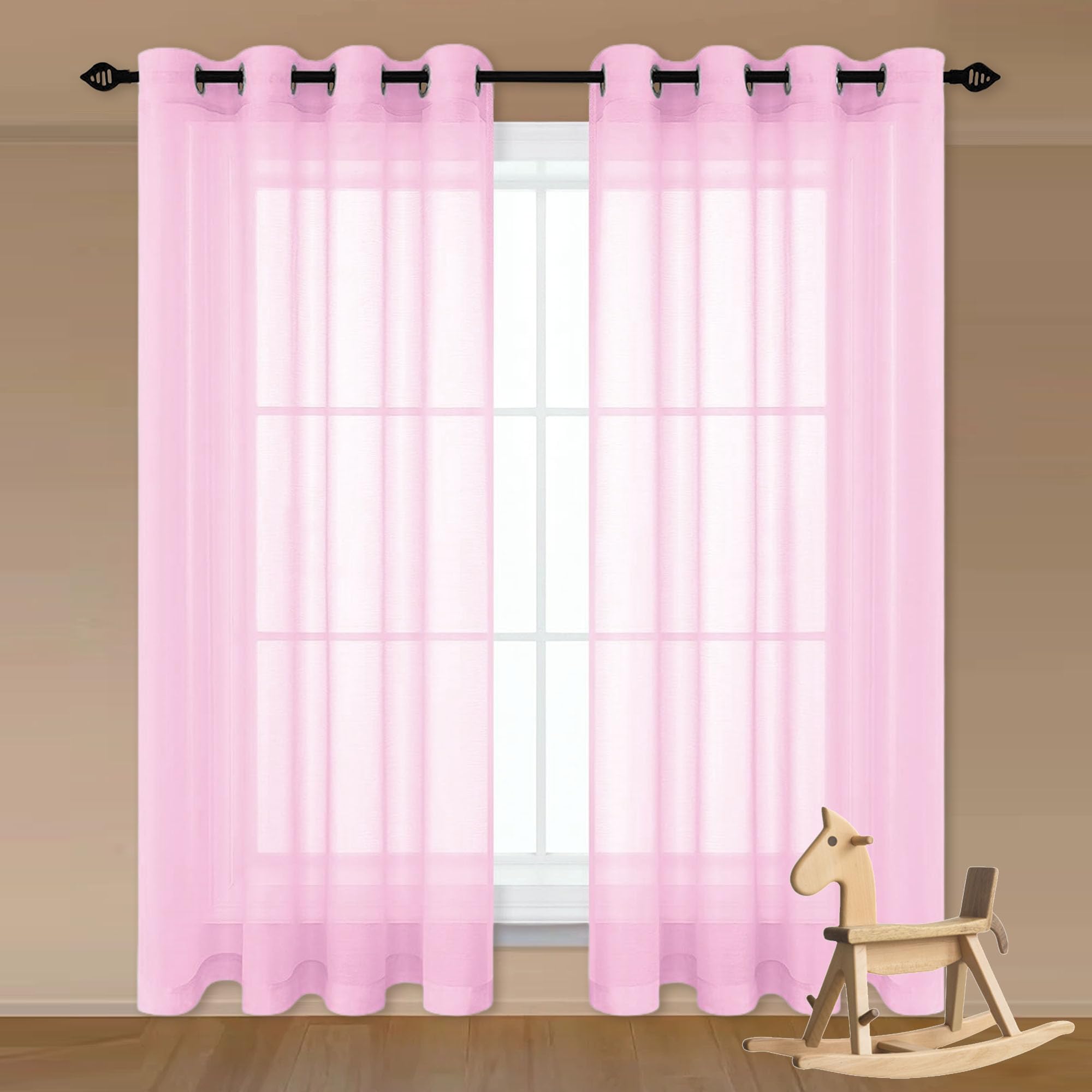 Rideaux voilage transparent rose 280 x 310 cm léger rideau chambre balcon