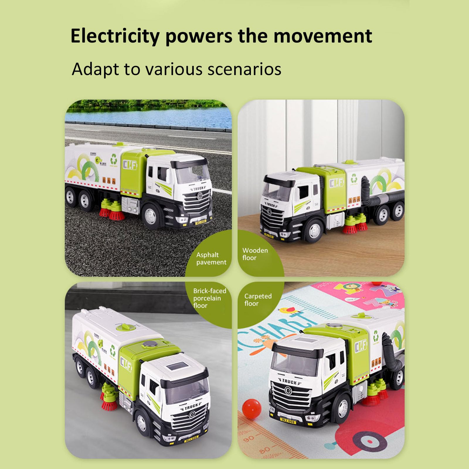 Modello camion spazzatrice sottovuoto in lega grandi dimensioni aggiornato, giocattolo a spinta manuale, educativo per bambini, colore stabile, gioco permanente, gioco pratico con i giocattoli