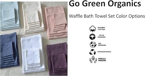 Miniatura 3 de Juego de toallas de baño de gofres, algodón orgánico, certificado GOTS, gris folkstone súper absorbente y de secado rápido, sin suavizantes,