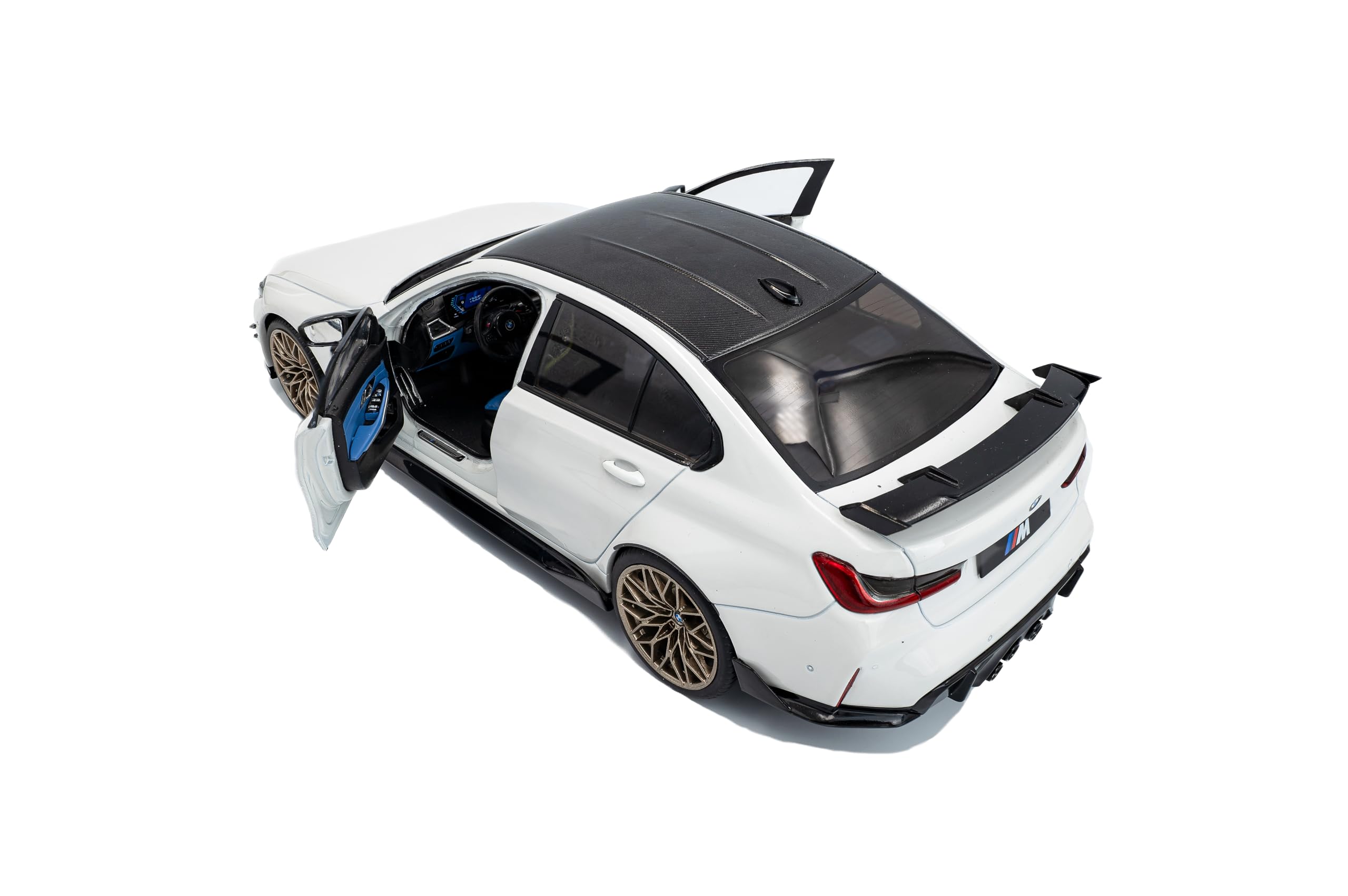 Solido BMW M3 (G80) - Berline Sport avec Double cardioïde, Accents Noirs, Jantes Bronze, détails aérodynamiques, Voiture Miniature Diecast, Blanc Alpin uni, 1:18