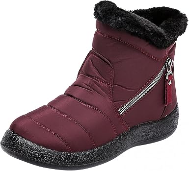 Amazon.com: Botas de nieve para mujer, plataforma de invierno, con  cremallera lateral, de piel, talla grande, botines romanos, cálidos,  cómodos, vaqueros, botas de nieve para mujer, Rojo, 8.5 : Ropa, Zapatos y