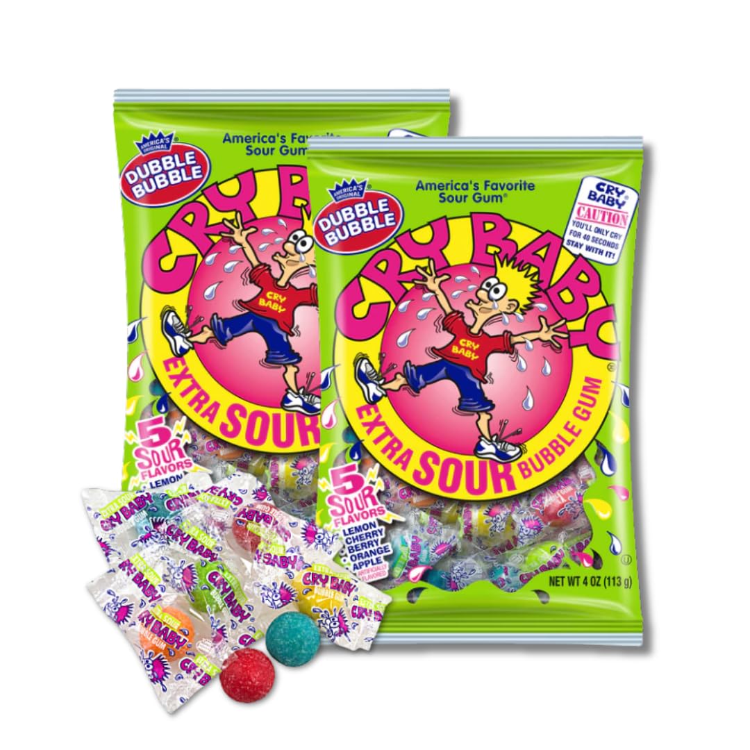 Chicle Cry Baby Extra Sour Bubble Gum - Pack de 2 - 8 oz
