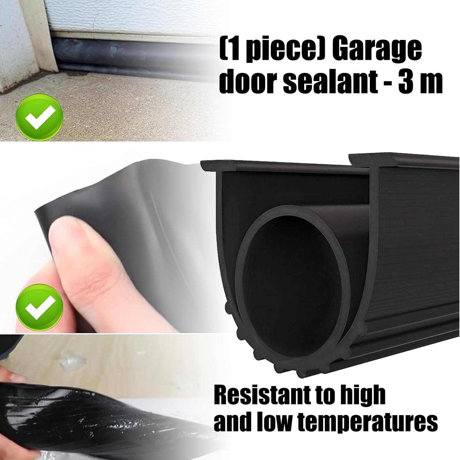 Strisce sigillanti per porte di garage, isolamento resistente alle intemperie, per risparmiare sui costi di riscaldamento, strisce di tenuta per porte