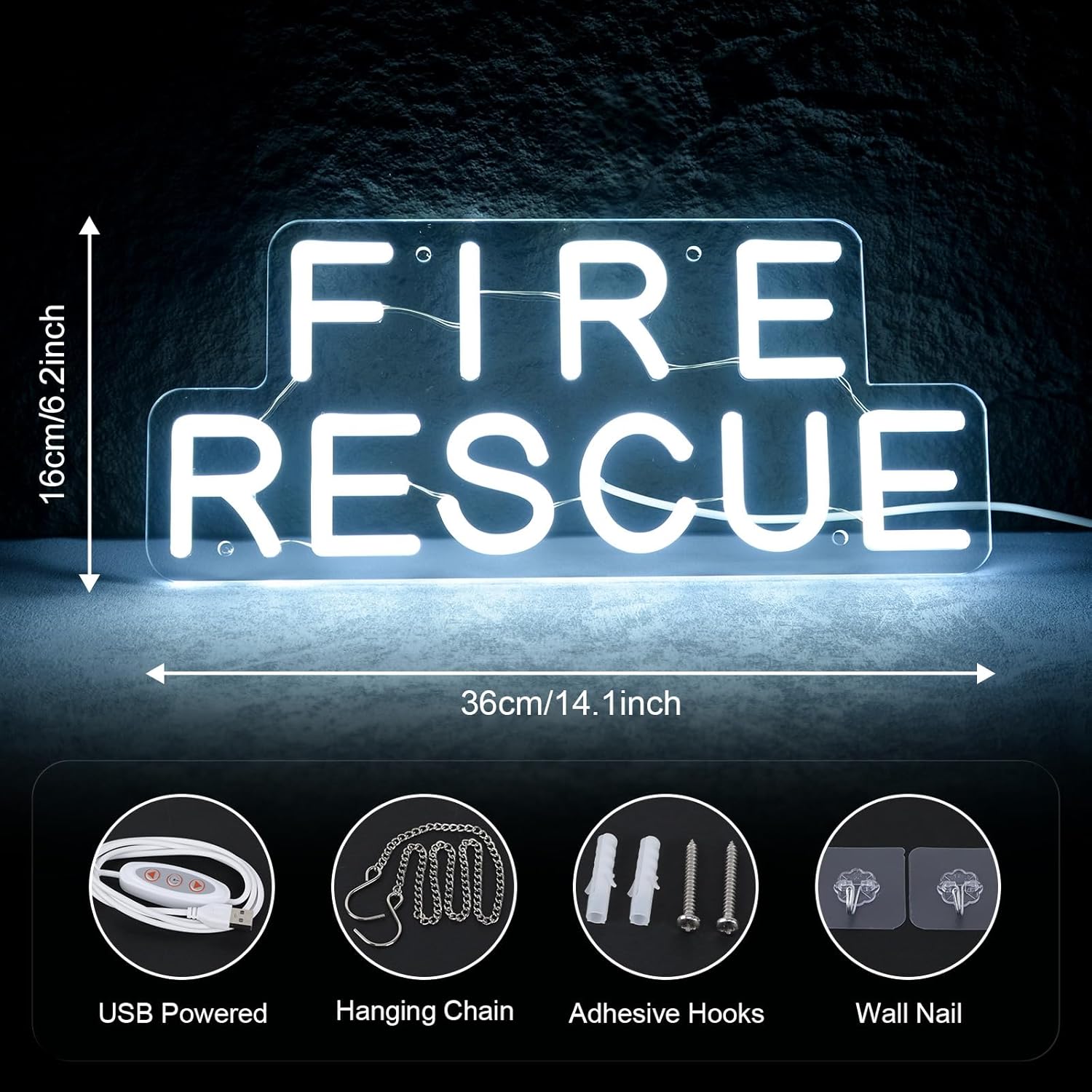 Personalized Firefighter Neon Sign, FIRE RESCUE LED light Sign for Wall Decor, Firefighter Gift For Him, Firefighter LED Sign, Firefighter Father's Day Gift, Firefighter Gift