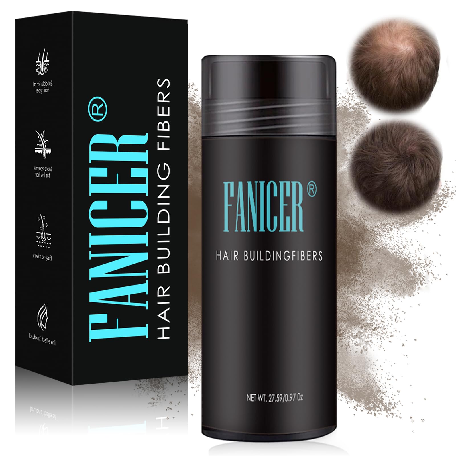 27.5g Fibre capelli,Fibre di cheratina per la costruzione dei capelli,per Capelli in Fibra di,per Diradamento,Per donne e uomini (Marrone chiaro)