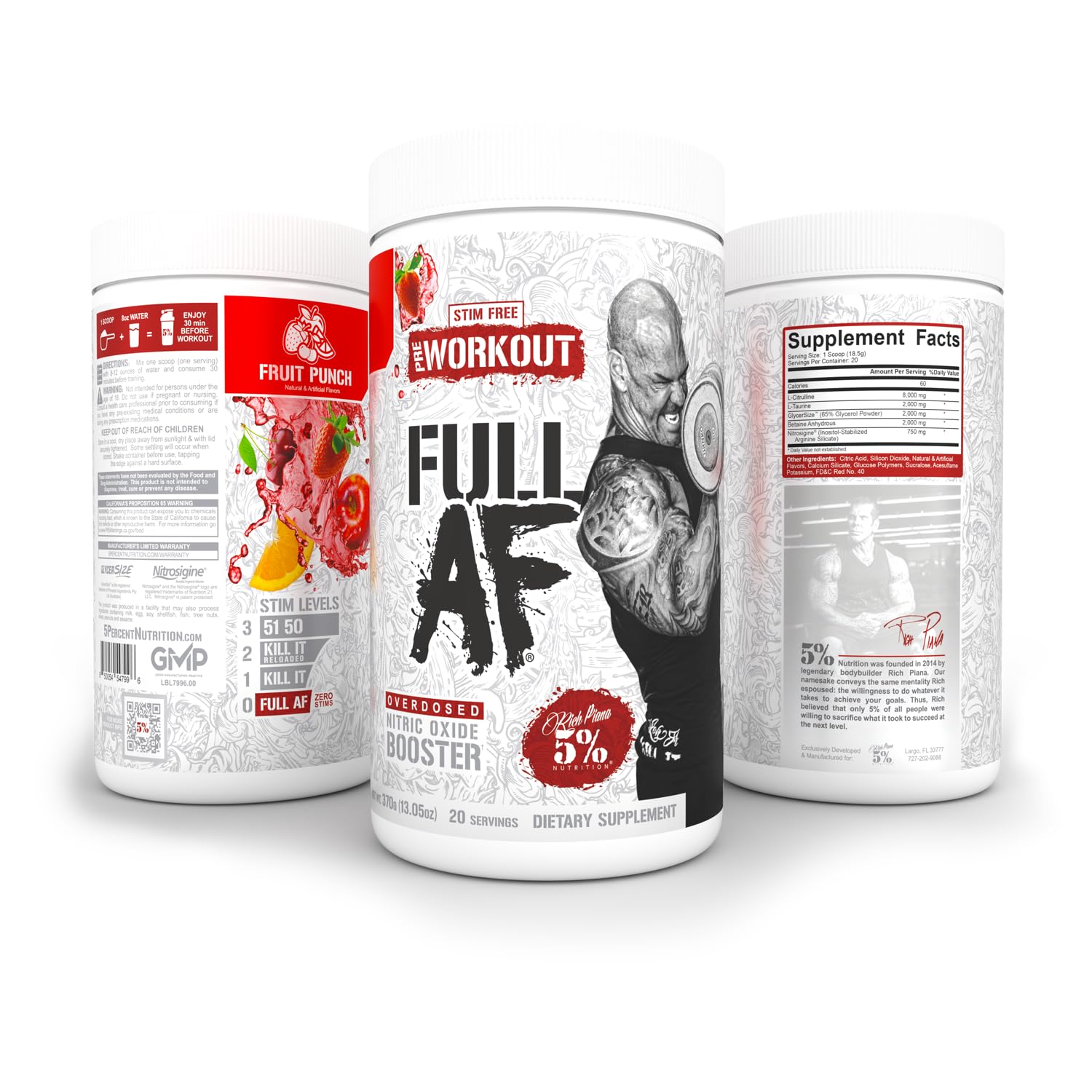 5% Nutrition FullAF Stim Free Pre Workout (Fruit Punch) — Amazon image 2
