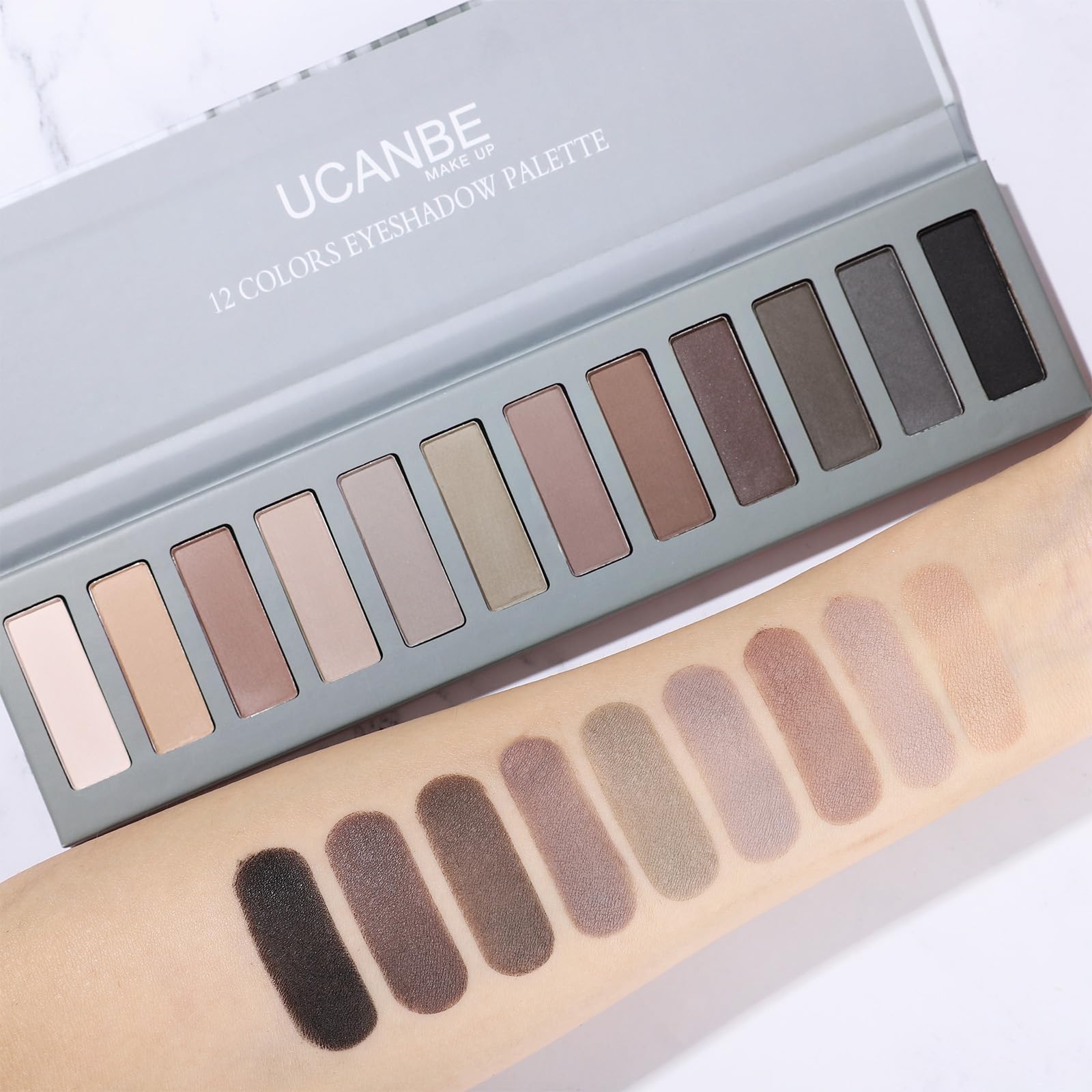 UCANBE Palette di ombretti 12 colori con pennello – Eyeshadow Palette Opaco e Brillante – Palette Trucco Alta resa cromatica, Impermeabile, Durevole (06)