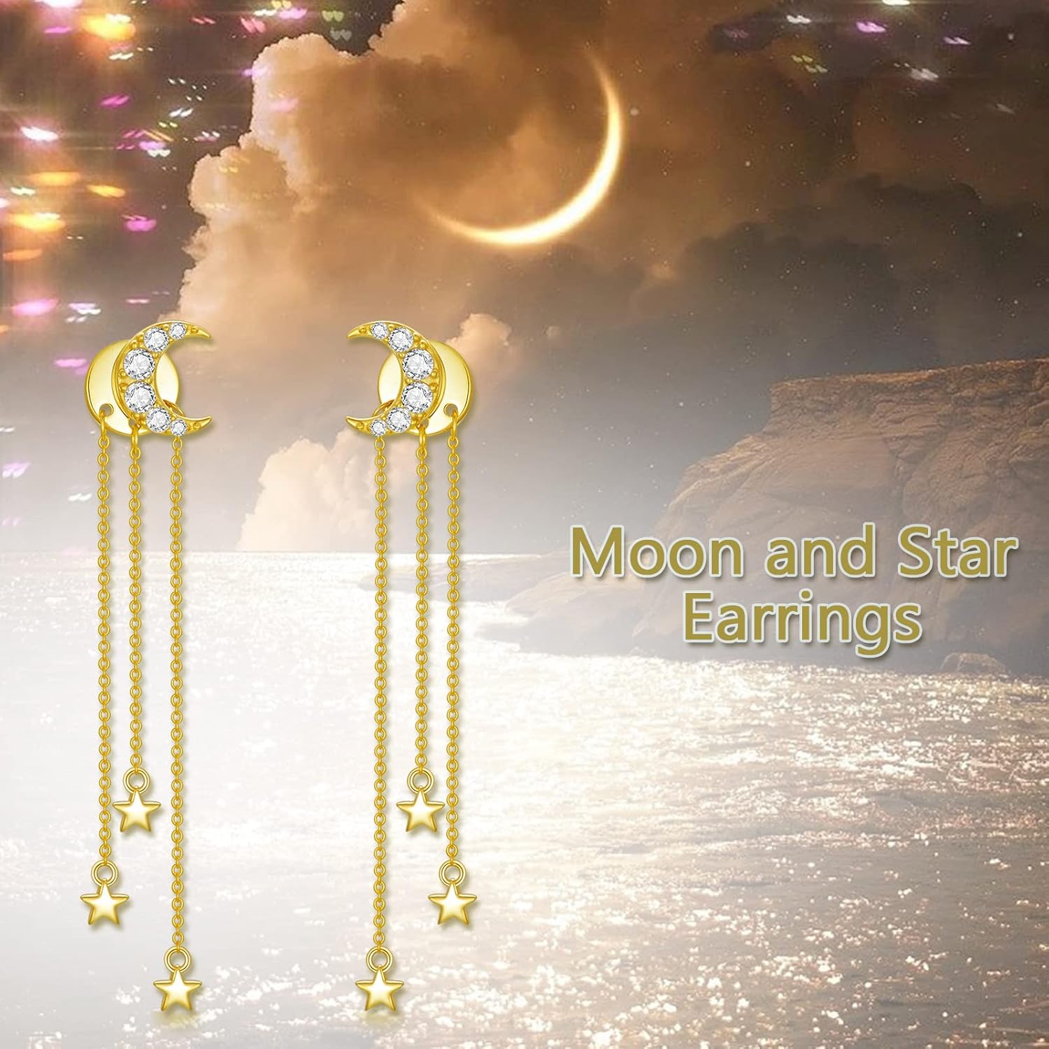 Sterling Silver Cross/Rose/Heart/Moon Star/Mushroom Dangle Drop Stud Earrings Jewelry Gifts for Women Girls