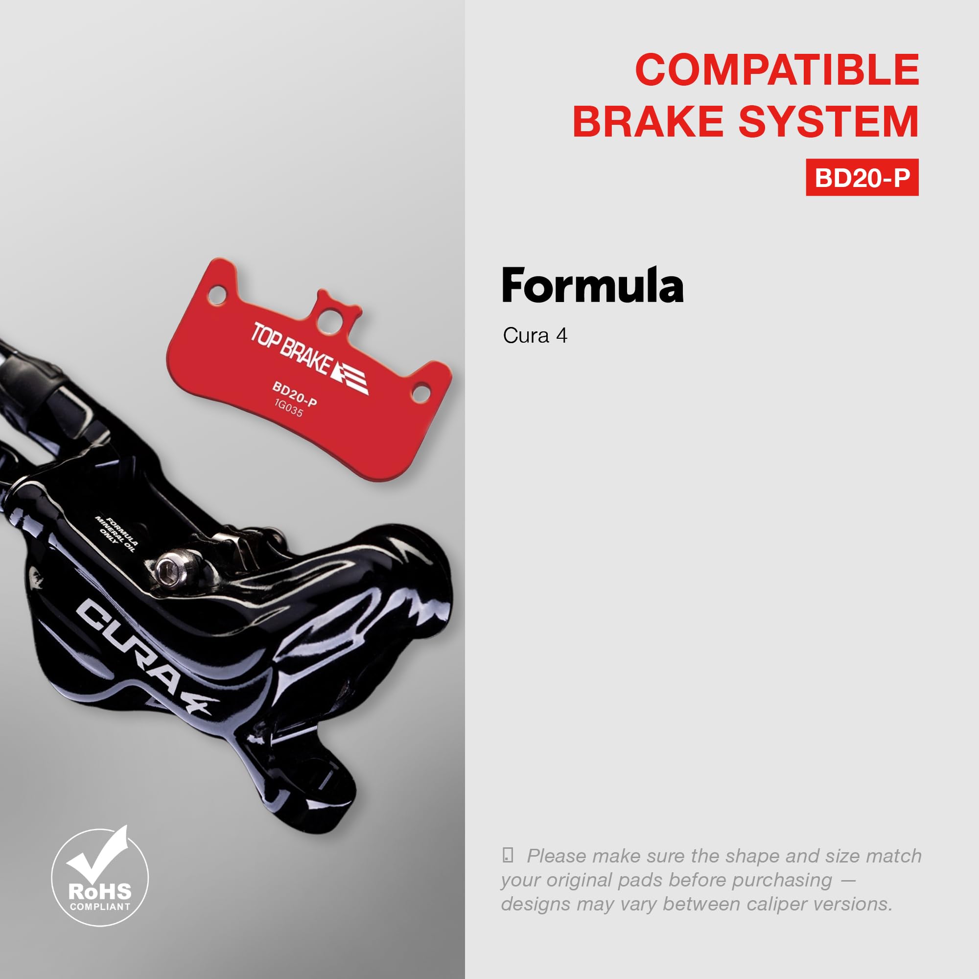 TOP BRAKE Pastiglie freno a disco compatibili con Formula Cura 4 | MTB/eMTB/Downhill/Trail/All Mountain/Enduro Race/Ciclismo