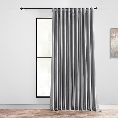 HPD Half Price Drapes Cortinas blackout extra anchas de seda sintética de 108 pulgadas de largo para dormitorio y sala de estar, cortina opaca con