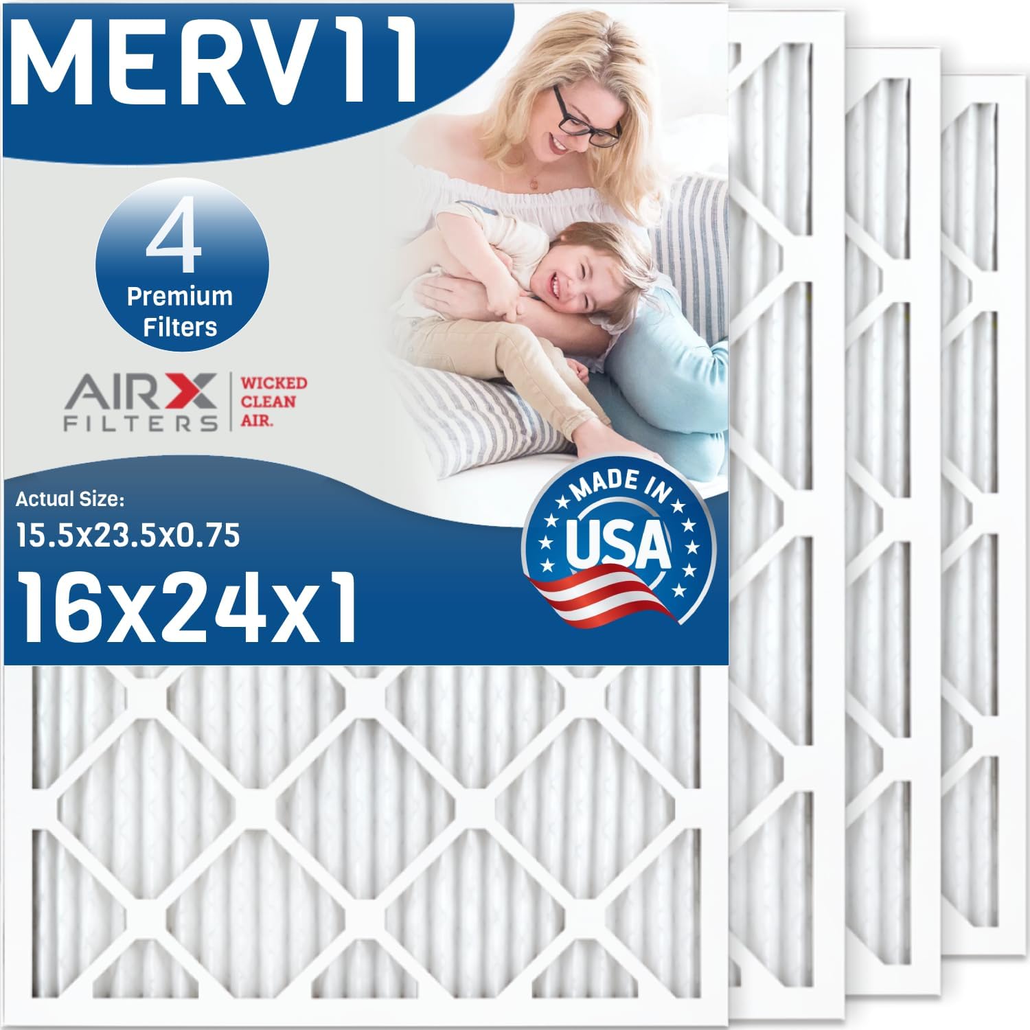 AIRX FILTERS WICKED CLEAN AIR. 16x24x1 Air Filter MERV 11 Electrostatic