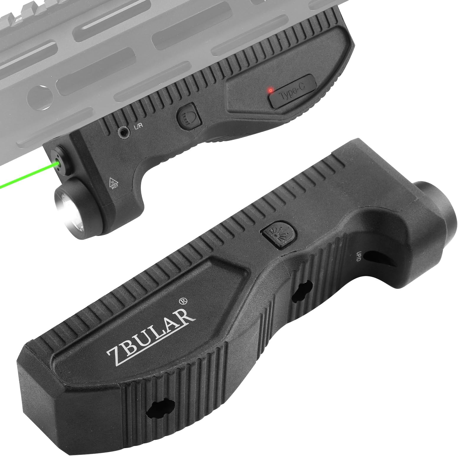 ZBULAR 1650 Lumens Strobe Function,Light Laser Combo Compatible with M-Lok Rail Surface, Tactical Flashlight and Laser Sight,High Real Lumen,USB-C Rechargeable IIIA Class Laser Power Output ≤5mW