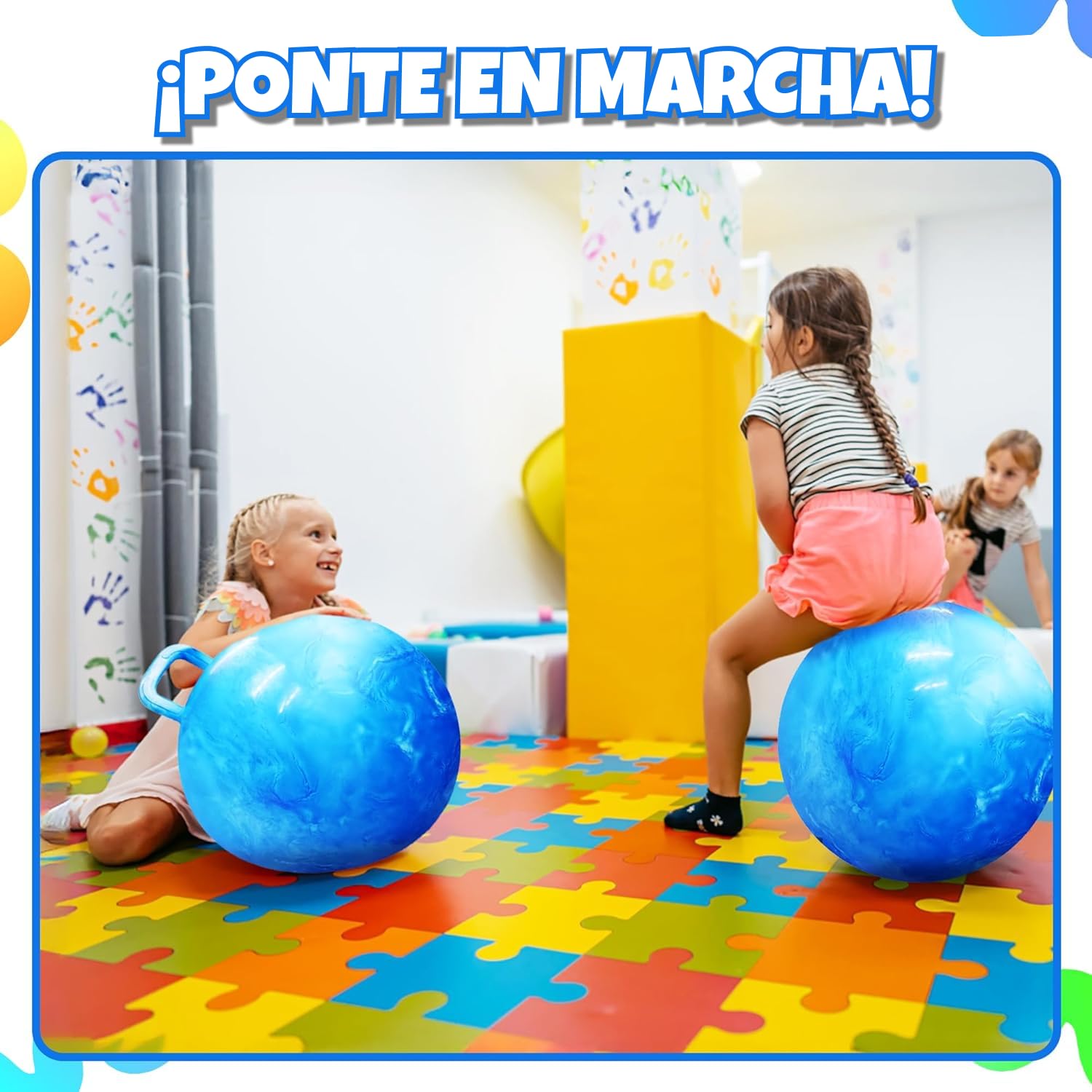 Bedwina Pelota saltarina niños – Pelota de 50,1 cm con asa y Bomba, Juguete Inflable Duradero y Seguro para Saltar y Jugar en Interiores y Exteriores