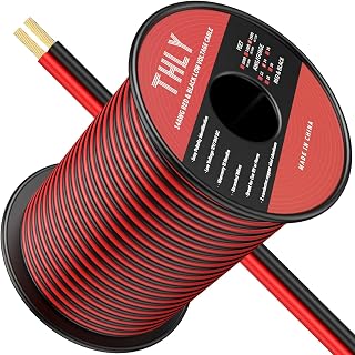 THLY 14 Gauge 2 Conductor Electrical Wire, 14AWG Wire Red and Black 150FT Hookup Wire 12V/24V DC Cable LED Strips Extension Wire for Landscape Marine Car Speaker Automotive Wire