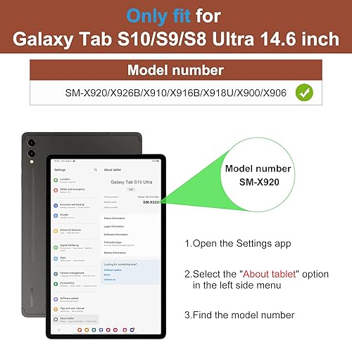 Miniatura 2 de DTTO Funda de piel prémium con soporte para Samsung Galaxy Tab S10 Ultra  S9 Ultra  S8 Ultra 202420232022, con soporte para bolígrafo S para tablet