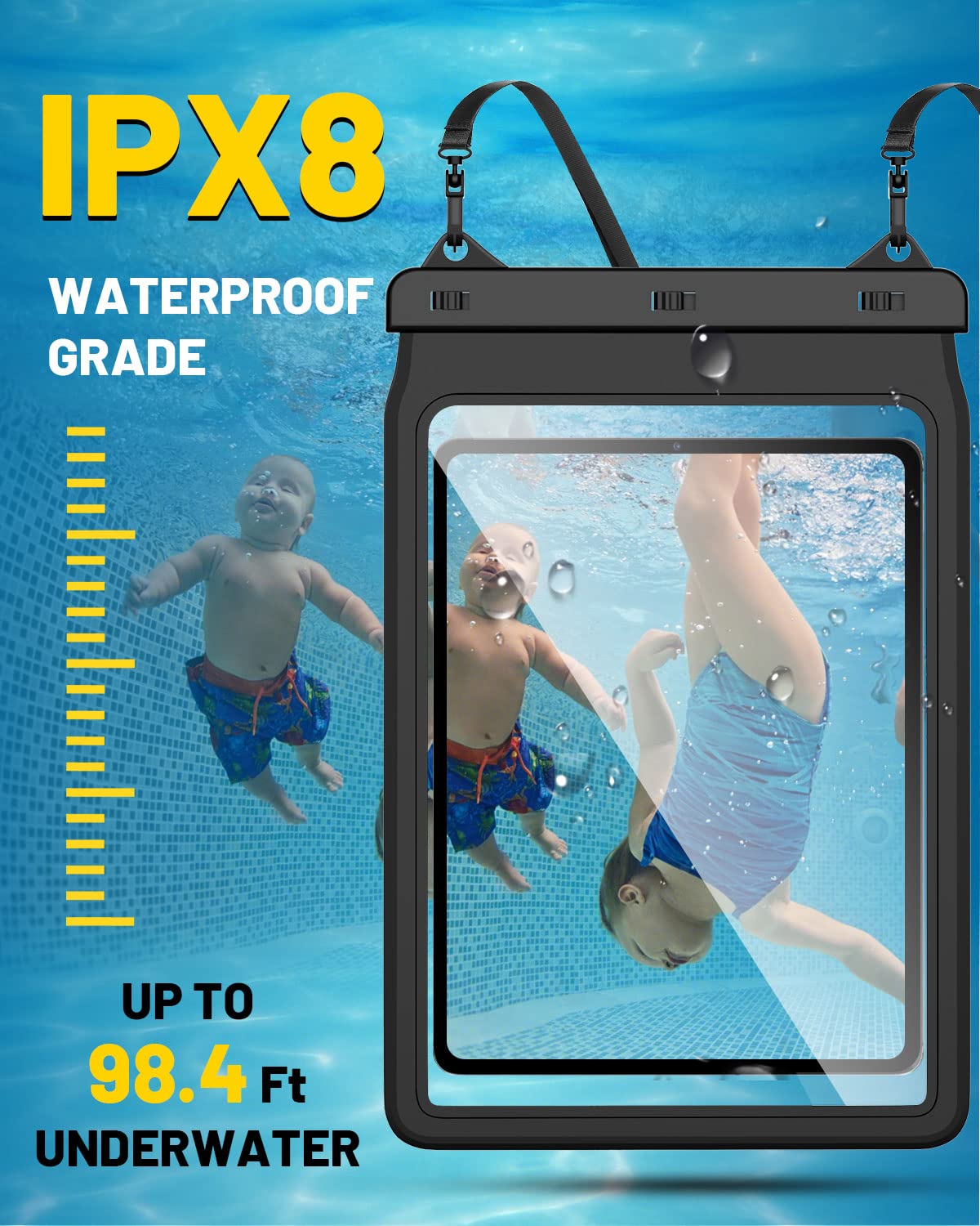 AICase Universal iPad Waterproof, Dry Bag Pouch for iPad Pro 12.9 5th/4th/3rd Gen iPad Pro 11/10.5/9.7, New iPad 9.7, iPad Pro 9.7, iPad Air 4/Air 3/Air 2, Galaxy Tab S7 Tablets