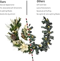 Vista 7 de Adeeing - Guirnalda de Navidad de 6 pies con luces, guirnalda preiluminada para exteriores con 20 luces LED operadas por batería, guirnalda festiva