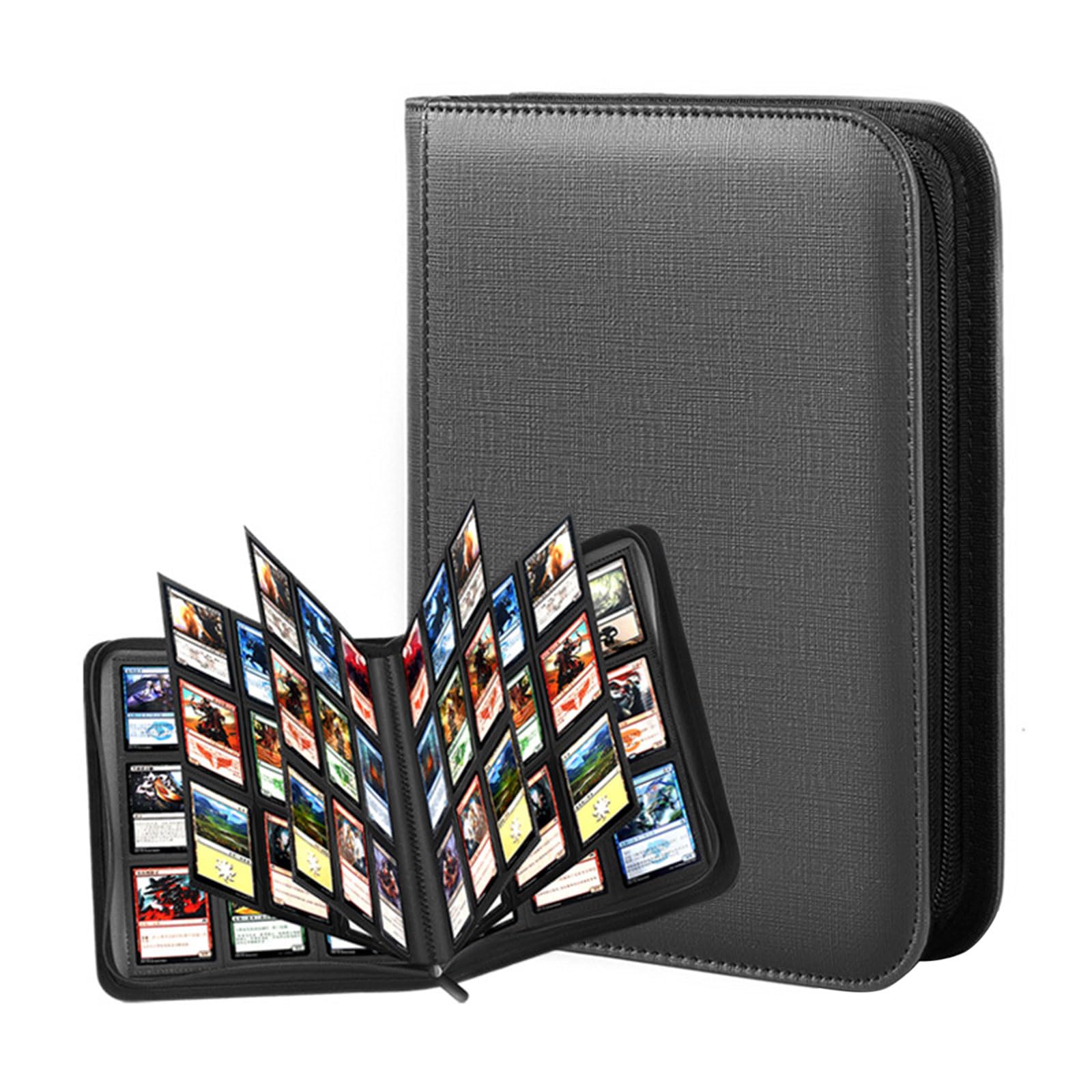 Kahdgss Grey Spacious 9 Slot Album Holds 360 Cards For Sports Collectibles In Premium Pu Leather Permanent Card Collection