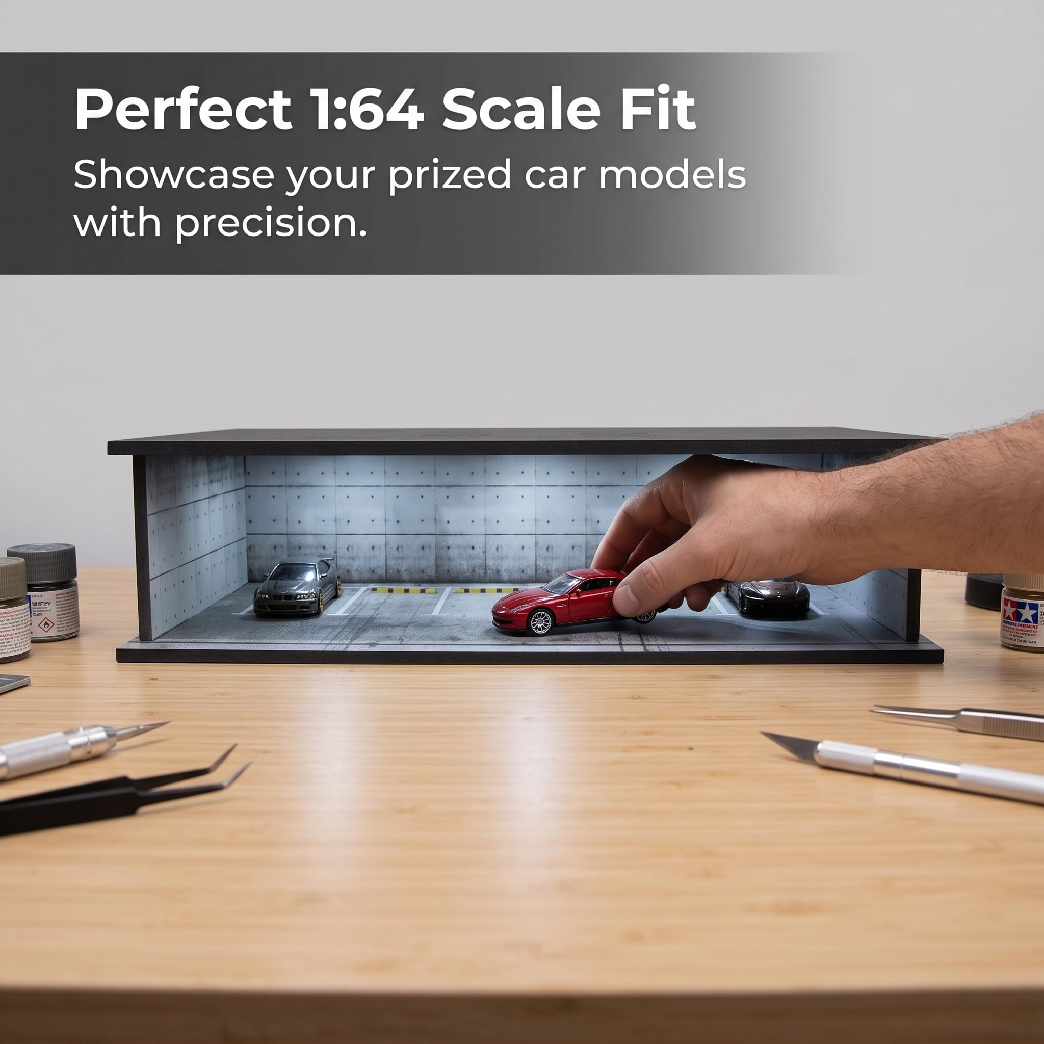 Miniatura Parcheggio Garage Display Diorama Scena Con Costruito In Illuminazione A LED Per Modelli Di Auto Diecast In 1 64 Scala PVC Materiali Adatto per, Parcheggio Sotterraneo Garage Scena