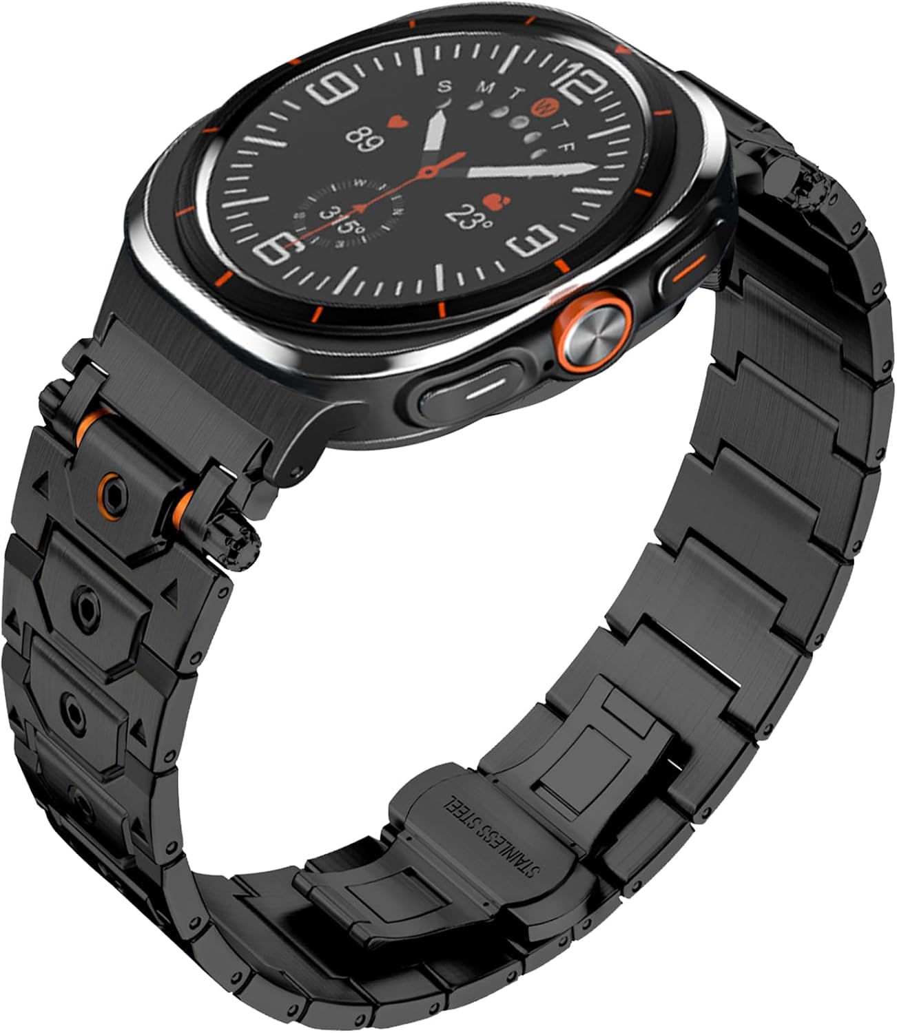 Compatible for Samsung Galaxy Watch Ultra Bands 47mm（2025/2024,Titan Steel Rugged Mecha Metal with Folding Clasp One Click No Gap Band Compatible for Galaxy Watch 7/8 Ultra Band 47 MM for Men