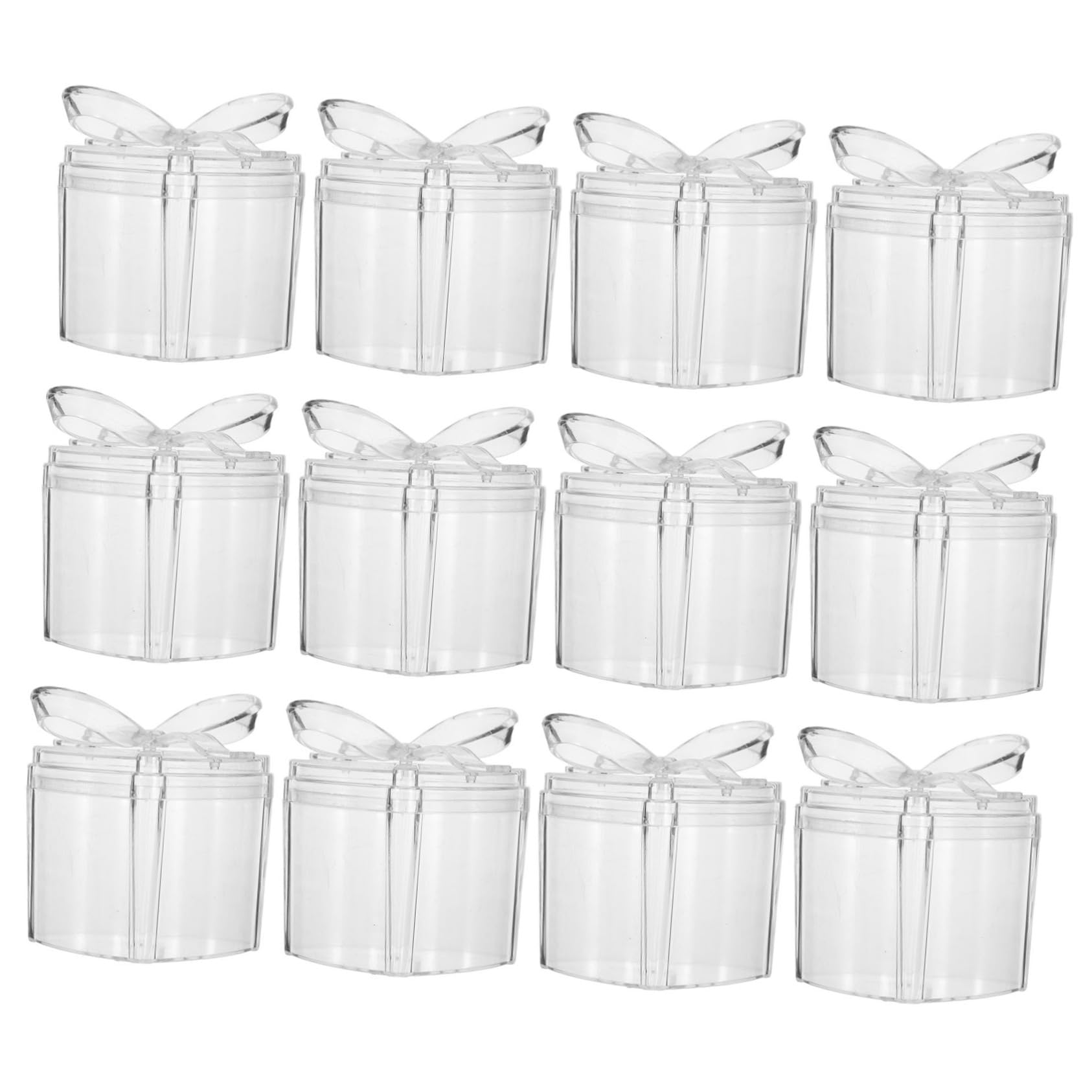 NOLITOY 12pcs Heart Shaped Candy Containers with Bow Durable Decorative Storage Jars for Sweets Cookies and Treats for Birthdays Weddings and Valentines
