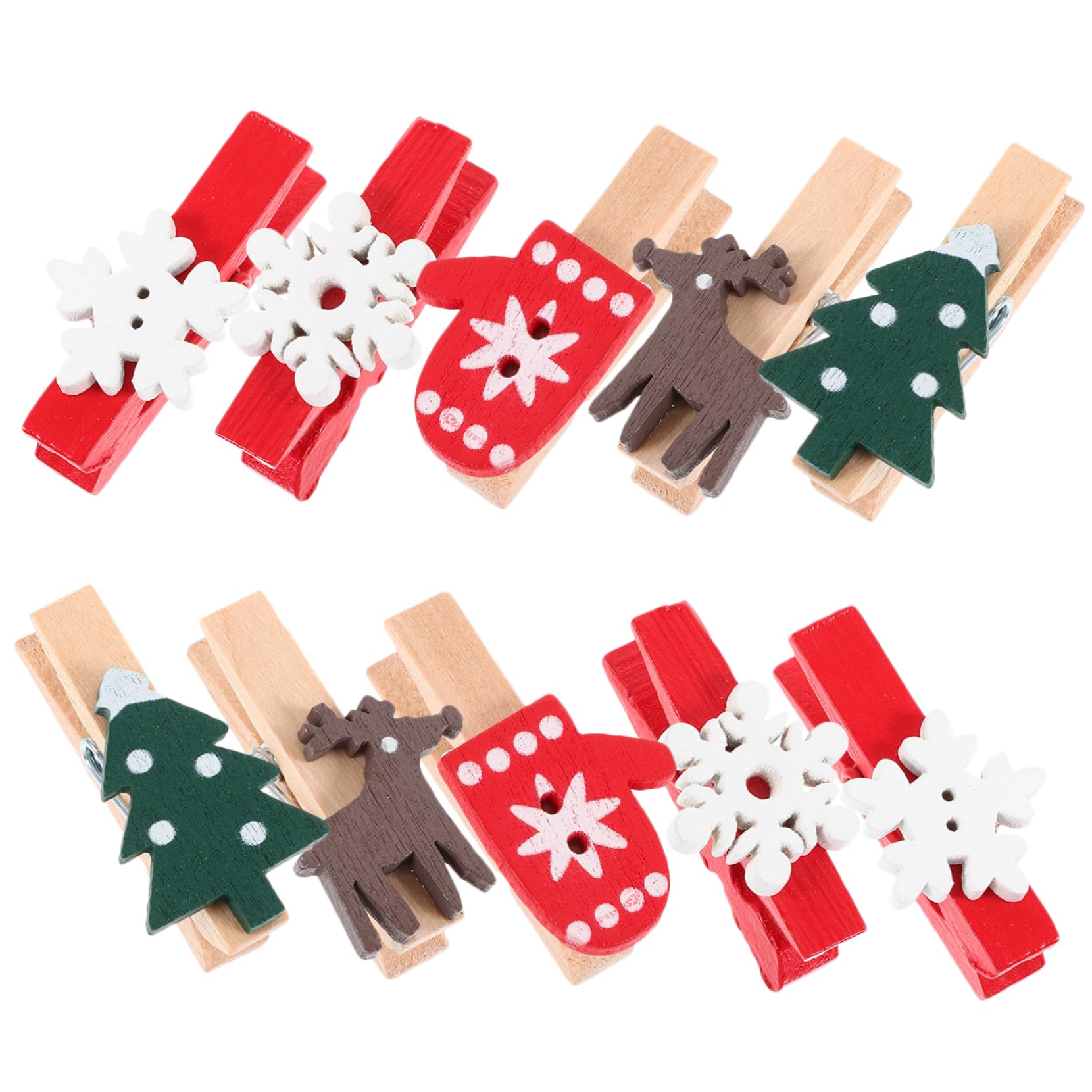 SOIMISS 625stücke Weihnachts Holzklammern Xmas Foto Clips Für Dekoration Kunsthandwerk Und Erinnerungen Schneeflocken Handschuhe Weihnachtsbaum Und Designs Für Festlichkeiten Und Partys