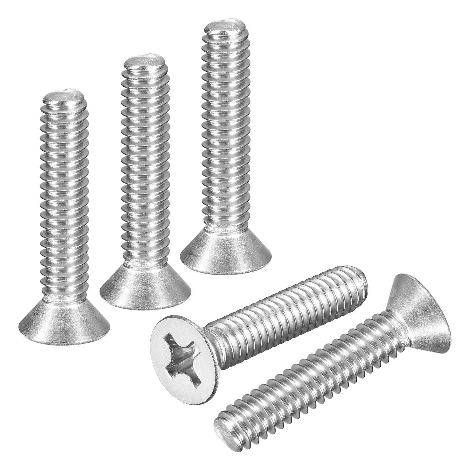 DTGN 1/4"-20x1-1/4" Flat Head Countersunk Machine Screws - 10pcs - Good for Furniture and Machinery - 304 Stainless Steel Phillips Machine Screws Bolts - Silver