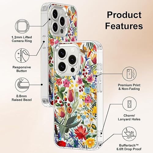 Miniatura 6 de MOSNOVO Buffertech - Funda compatible con iPhone 15 Pro, impacto de caída de 6.6 pies, tecnología antidesprendimiento, funda transparente de TPU con